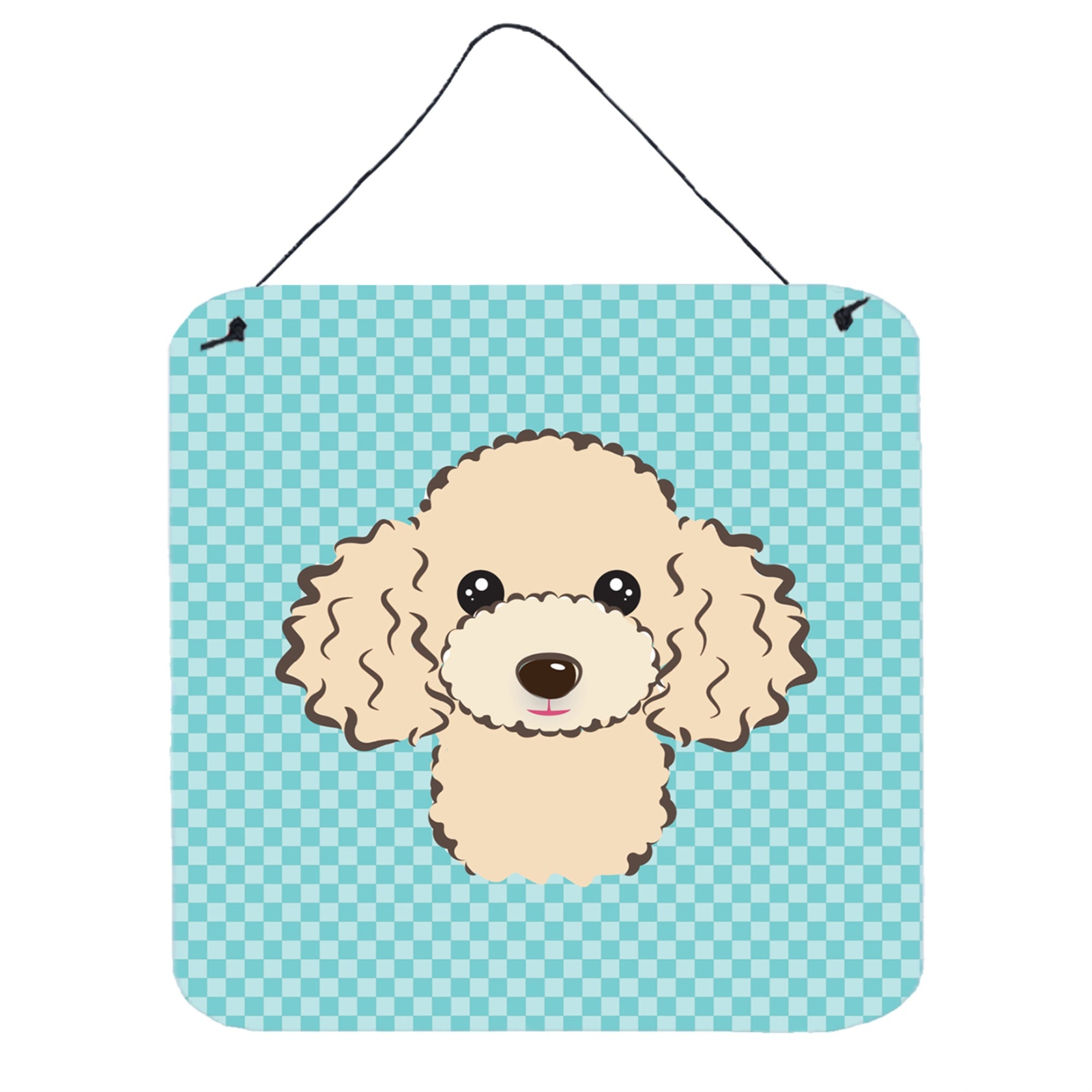 'Caroline'S Treasures Checkerboard Blue Buff Poodle Wall Or Door Hanging Prints, 6 X 6''''''