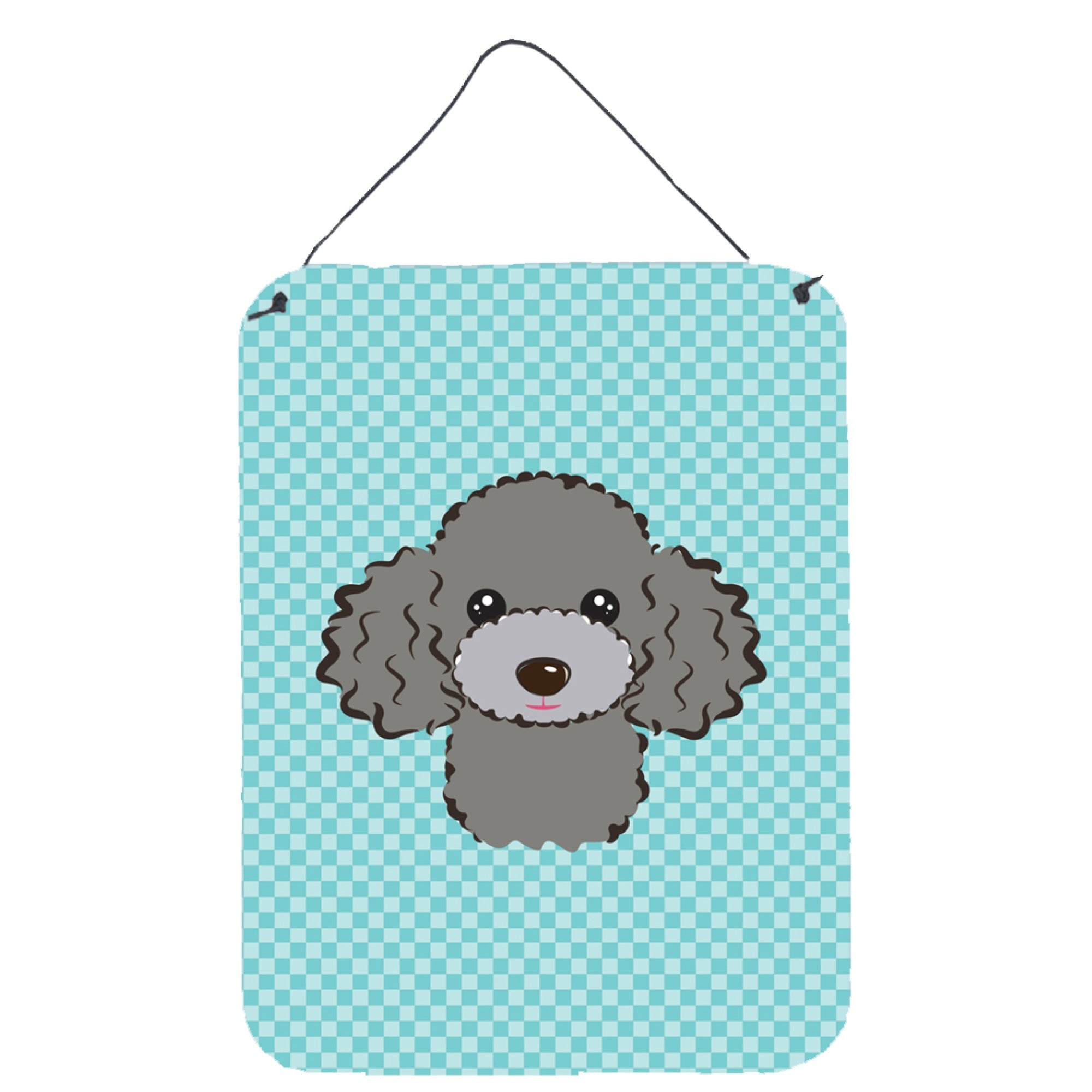 'Caroline'S Treasures Checkerboard Blue Silver Gray Poodle Wall Or Door Hanging Prints, 16'''' X 12''''''