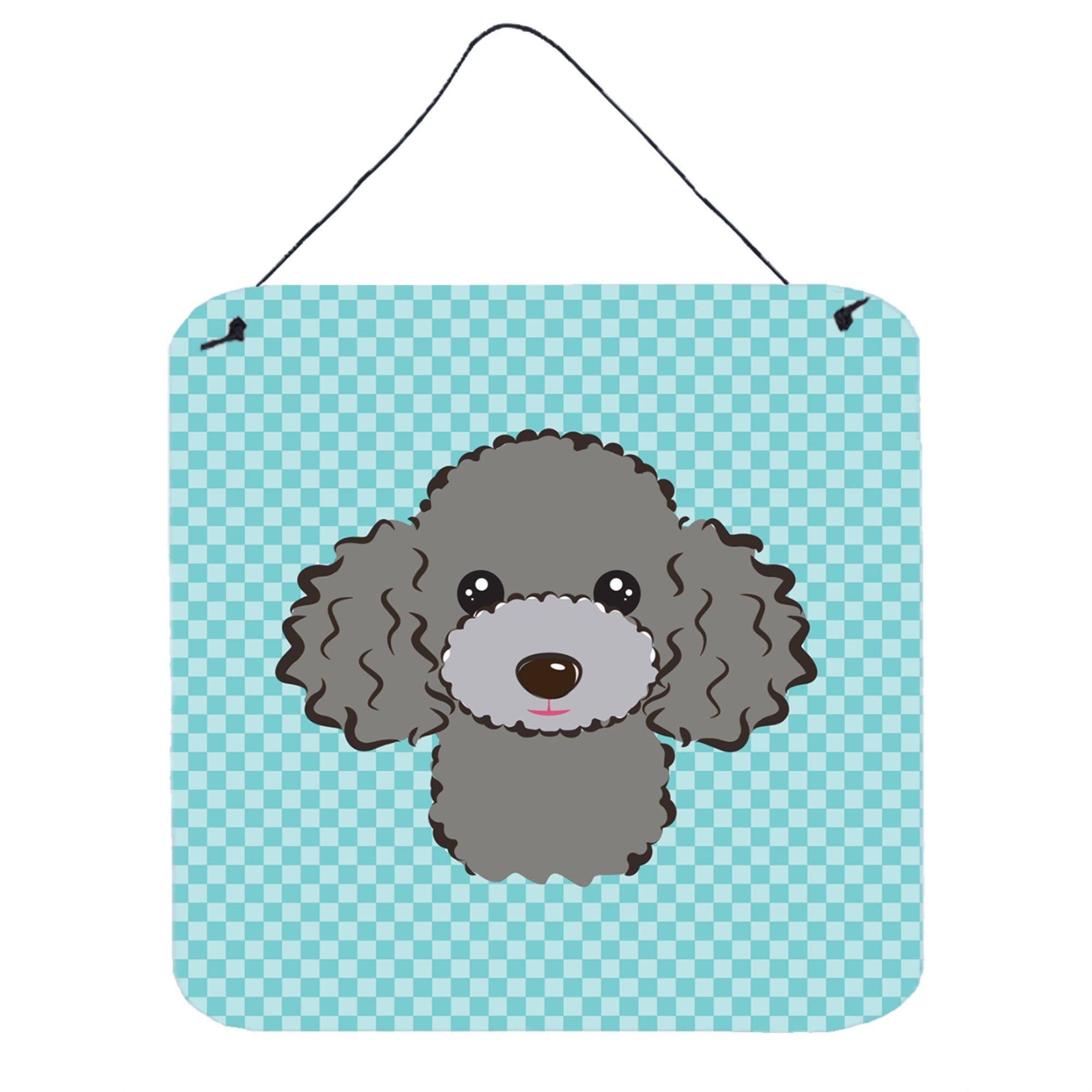 'Caroline'S Treasures Checkerboard Blue Silver Gray Poodle Wall Or Door Hanging Prints, 6 X 6''''''