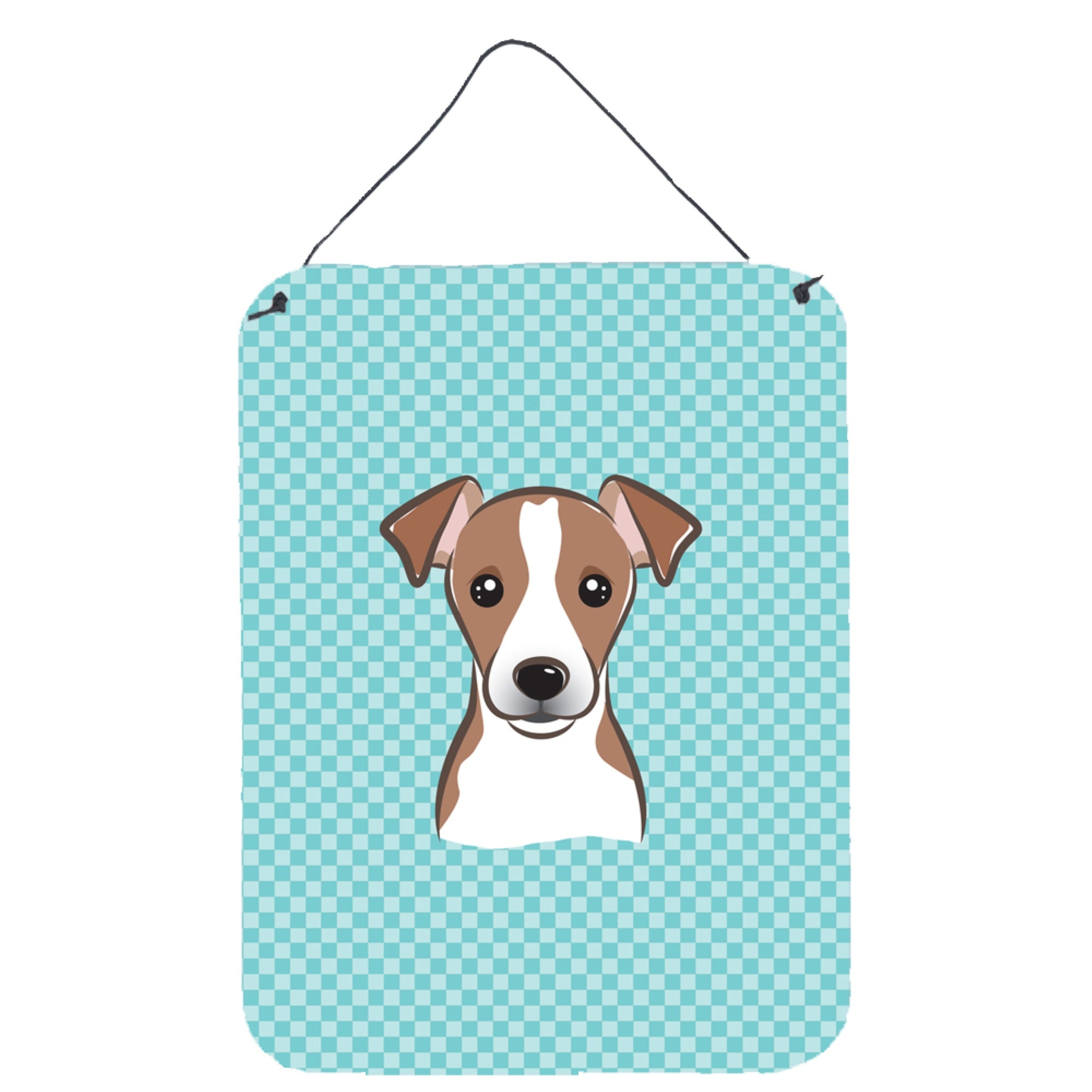 'Caroline'S Treasures Bb1198Ds1216 Checkerboard Blue Jack Russell Terrier Wall Or Door Hanging Prints, 16'''' X 12''''''