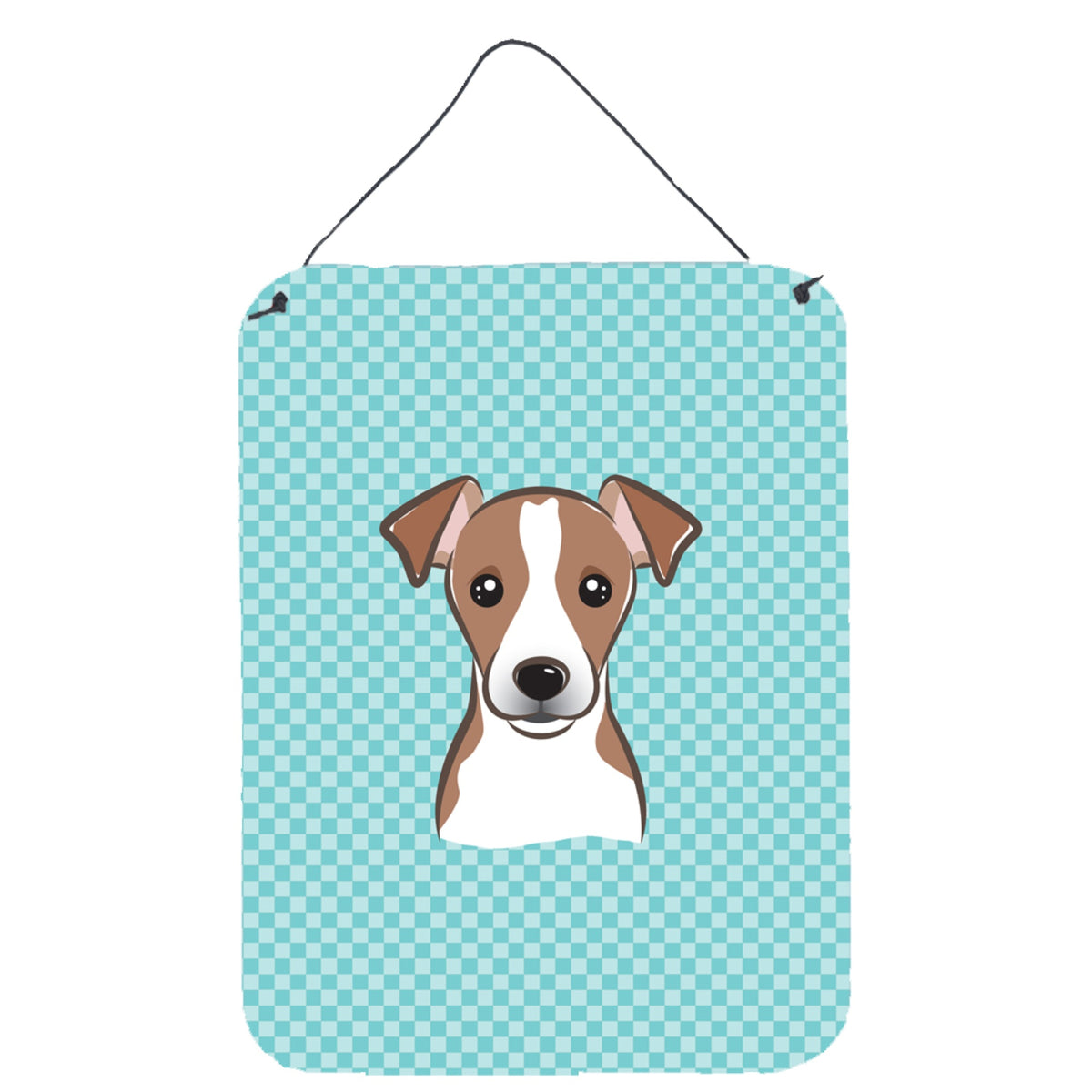'Caroline'S Treasures Bb1198Ds1216 Checkerboard Blue Jack Russell Terrier Wall Or Door Hanging Prints, 16'''' X 12''''''