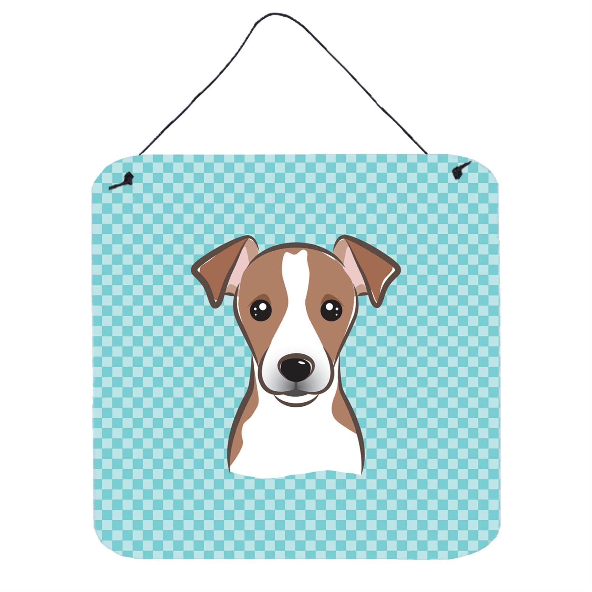'Caroline'S Treasures Bb1198Ds66 Checkerboard Blue Jack Russell Terrier Wall Or Door Hanging Prints, 6 X 6''''''