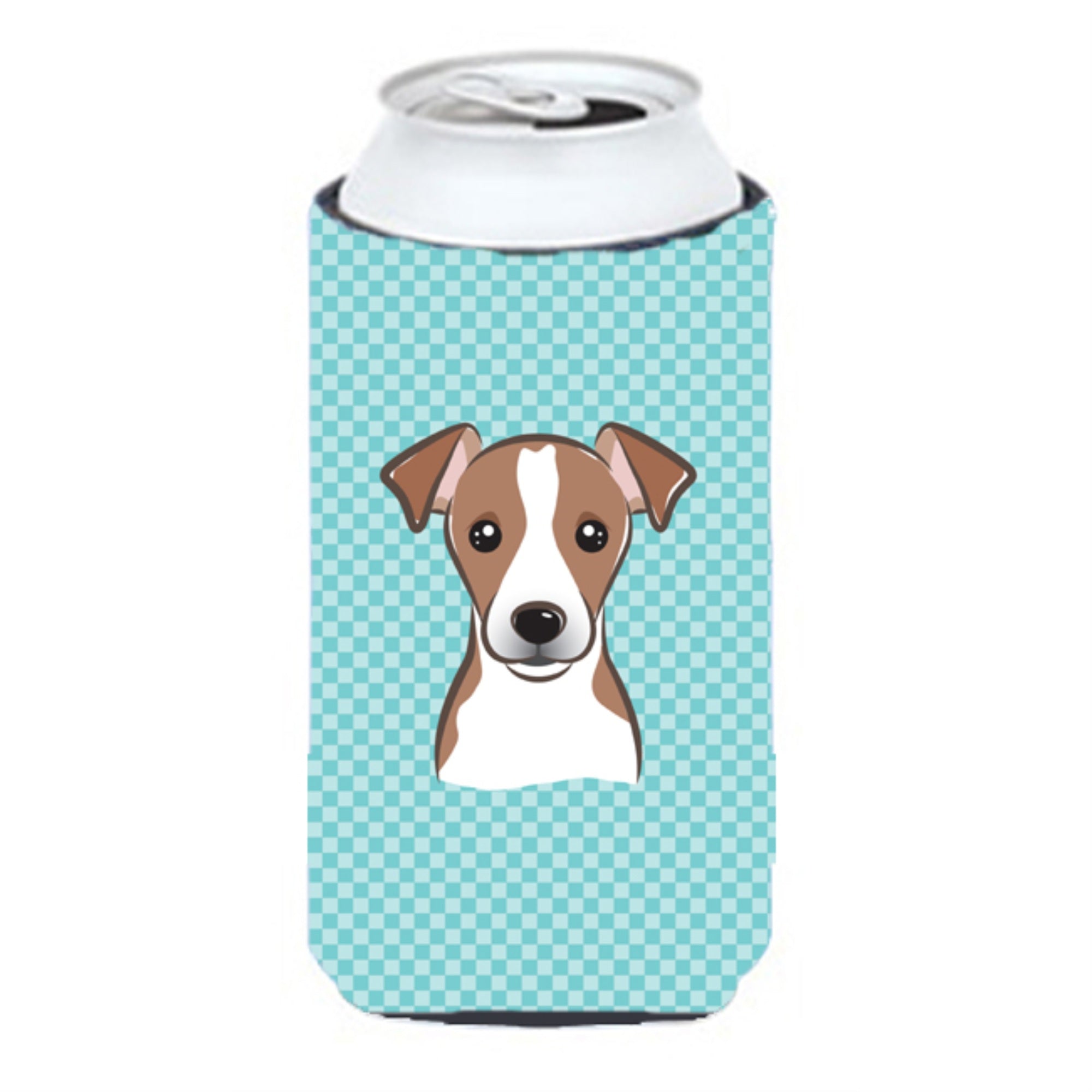 Checkerboard Blue Jack Russell Terrier Tall Boy Beverage Insulator Hugger Bb1198Tbc