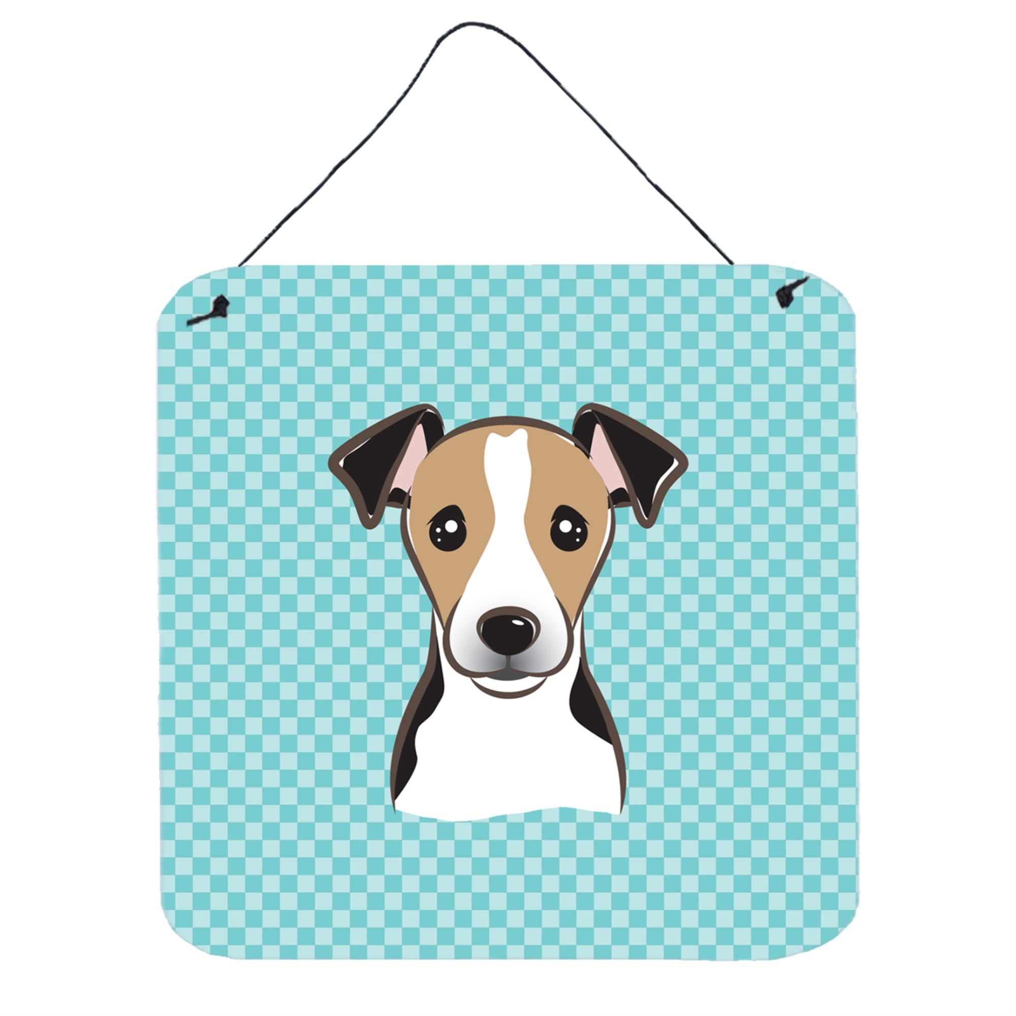 'Caroline'S Treasures Bb1199Ds66 Checkerboard Blue Jack Russell Terrier Wall Or Door Hanging Prints, 6 X 6''''''