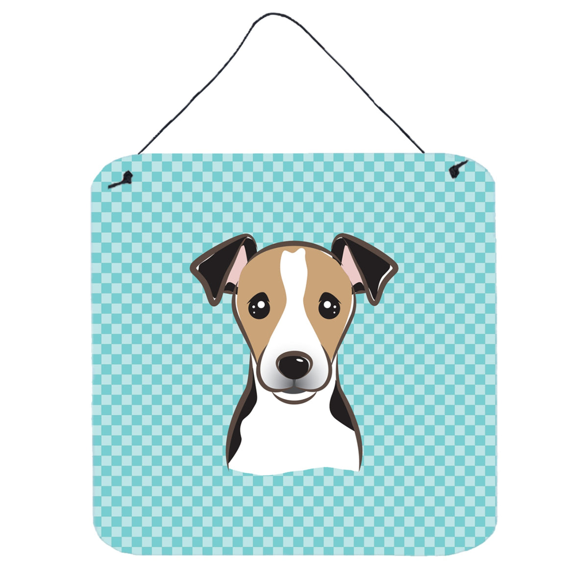 'Caroline'S Treasures Bb1199Ds66 Checkerboard Blue Jack Russell Terrier Wall Or Door Hanging Prints, 6 X 6''''''