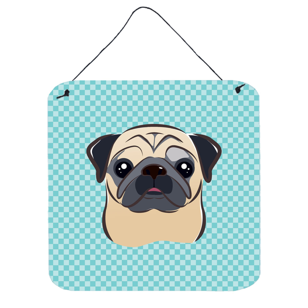'Caroline'S Treasures Checkerboard Blue Fawn Pug Wall Or Door Hanging Prints, 6 X 6''''''