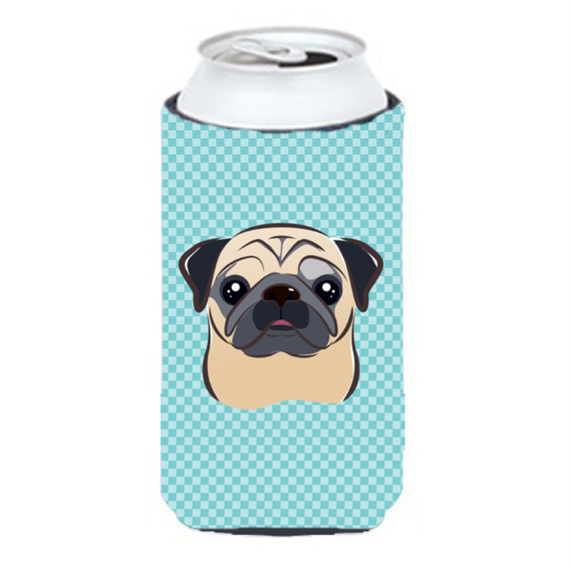 Checkerboard Blue Fawn Pug Tall Boy Beverage Insulator Hugger Bb1200Tbc