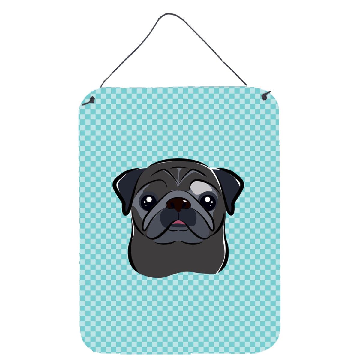 'Caroline'S Treasures Checkerboard Blue Black Pug Wall Or Door Hanging Prints, 16'''' X 12''''''