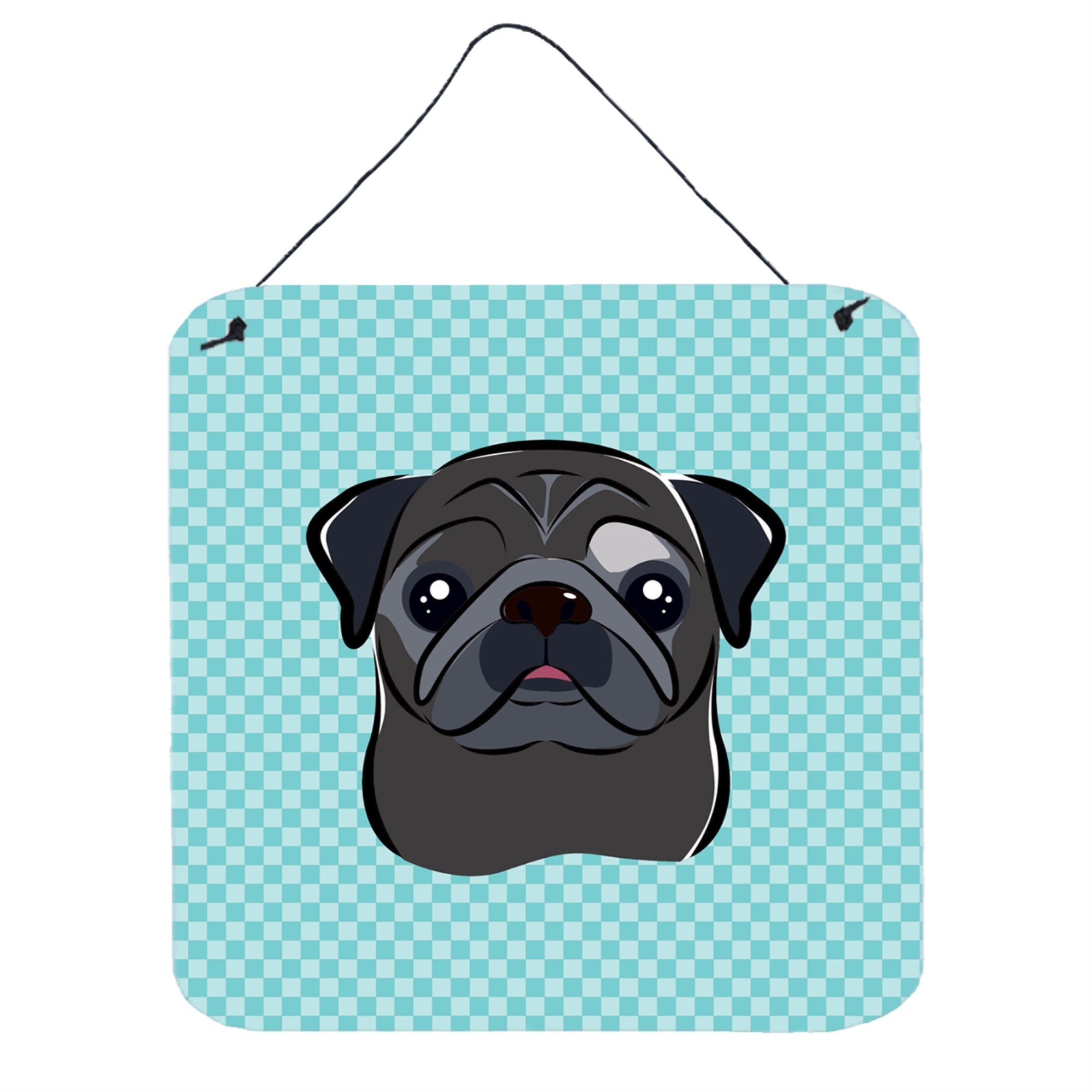 'Caroline'S Treasures Checkerboard Blue Black Pug Wall Or Door Hanging Prints, 6 X 6''''''