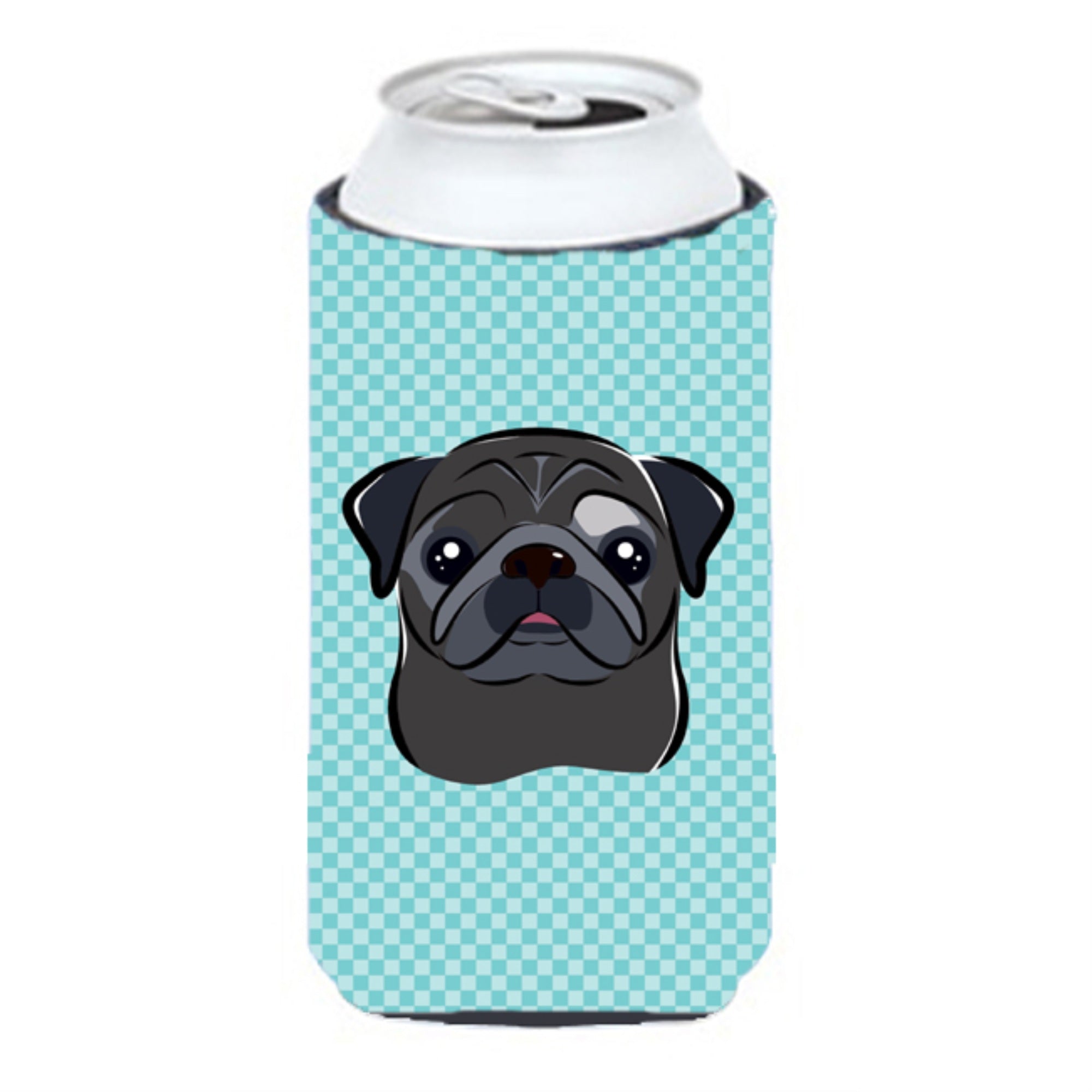 Checkerboard Blue Black Pug Tall Boy Beverage Insulator Hugger Bb1201Tbc
