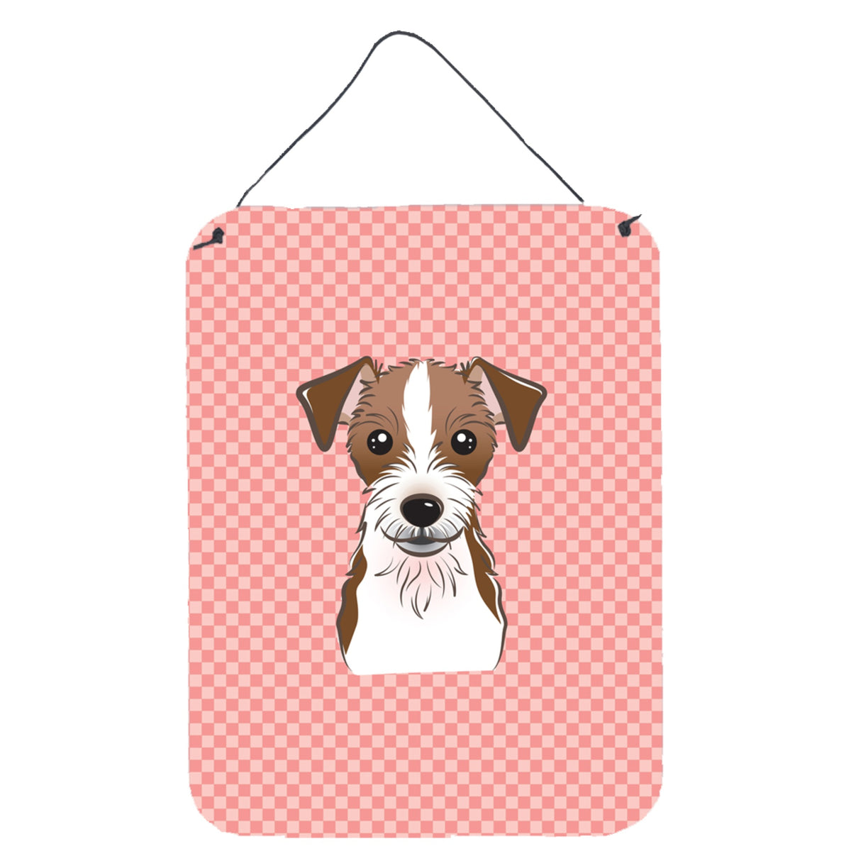 'Caroline'S Treasures Bb1202Ds1216 Checkerboard Pink Jack Russell Terrier Wall Or Door Hanging Prints, 16'''' X 12''''''