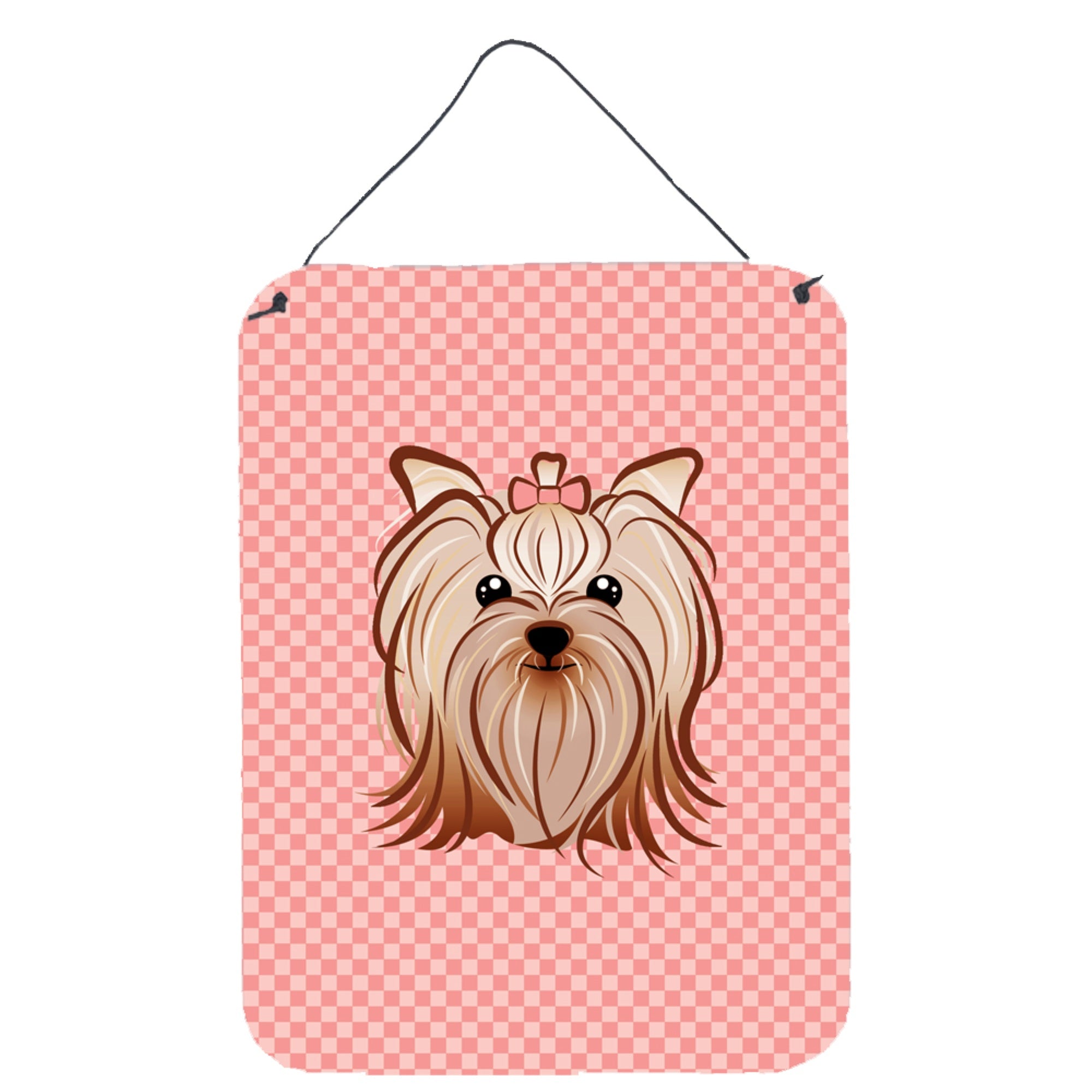 'Caroline'S Treasures Checkerboard Pink Yorkie Yorkishire Terrier Wall Or Door Hanging Prints, 16'''' X 12''''''