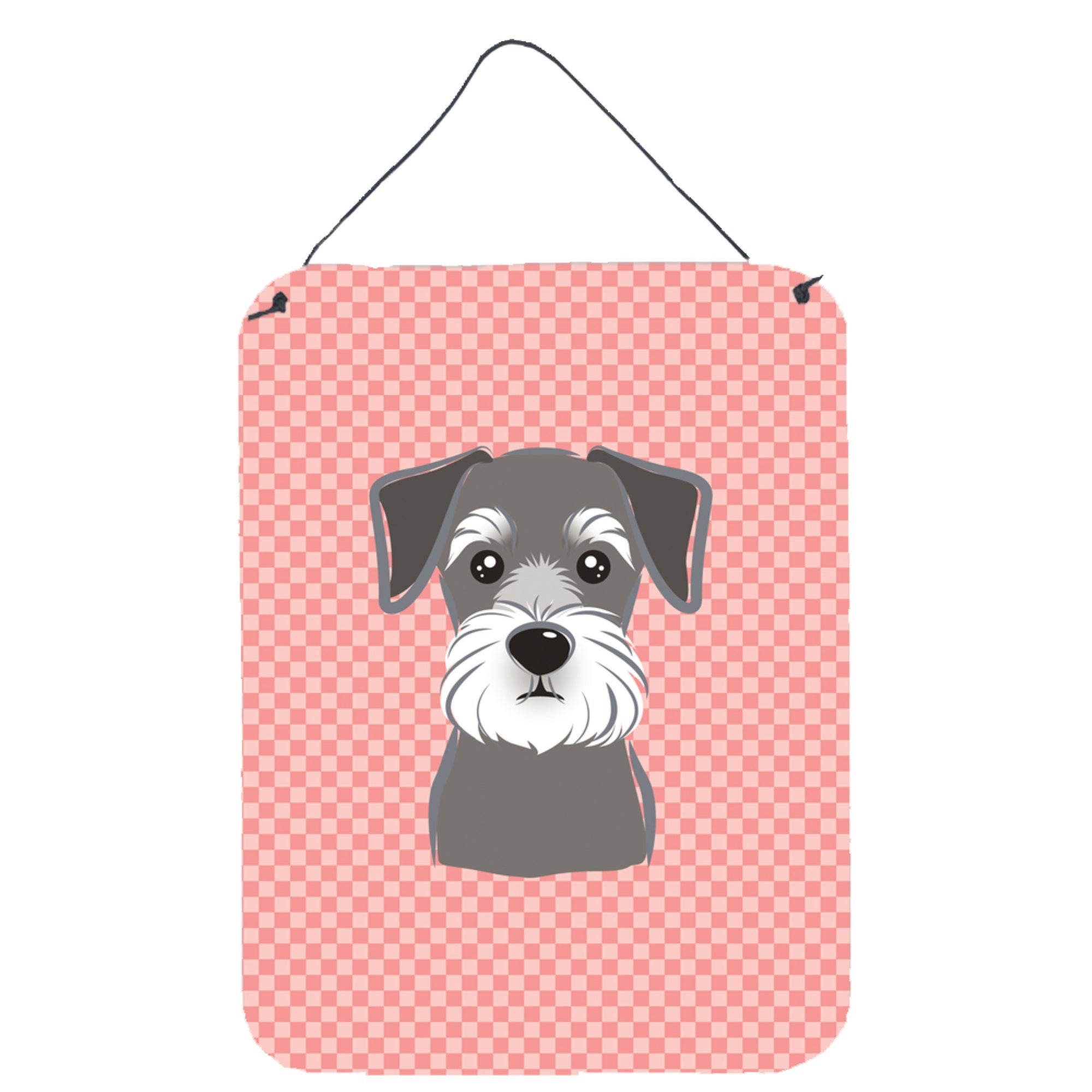 'Caroline'S Treasures Checkerboard Pink Schnauzer Wall Or Door Hanging Prints, 16'''' X 12''''''