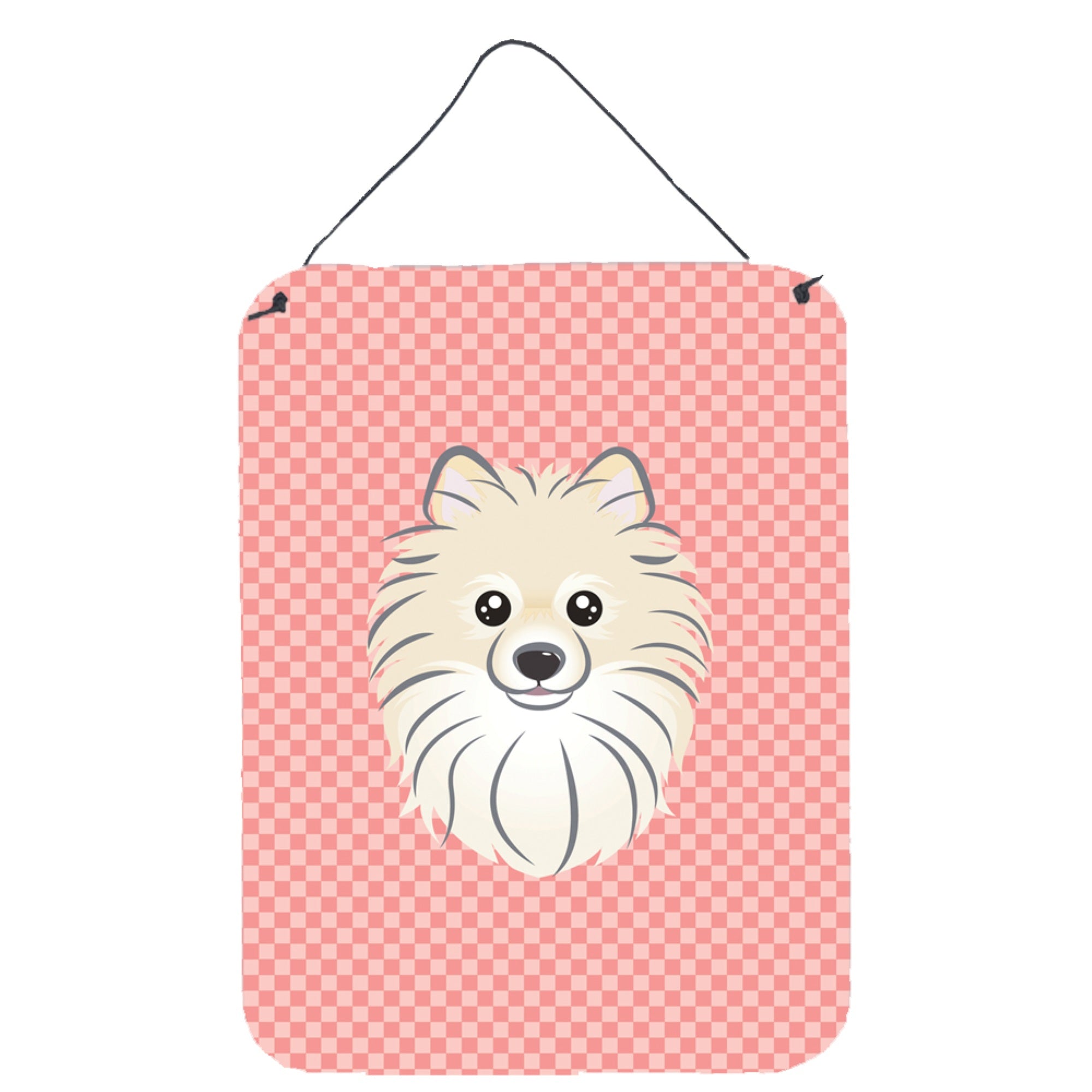 'Caroline'S Treasures Checkerboard Pink Pomeranian Wall Or Door Hanging Prints, 16'''' X 12''''''