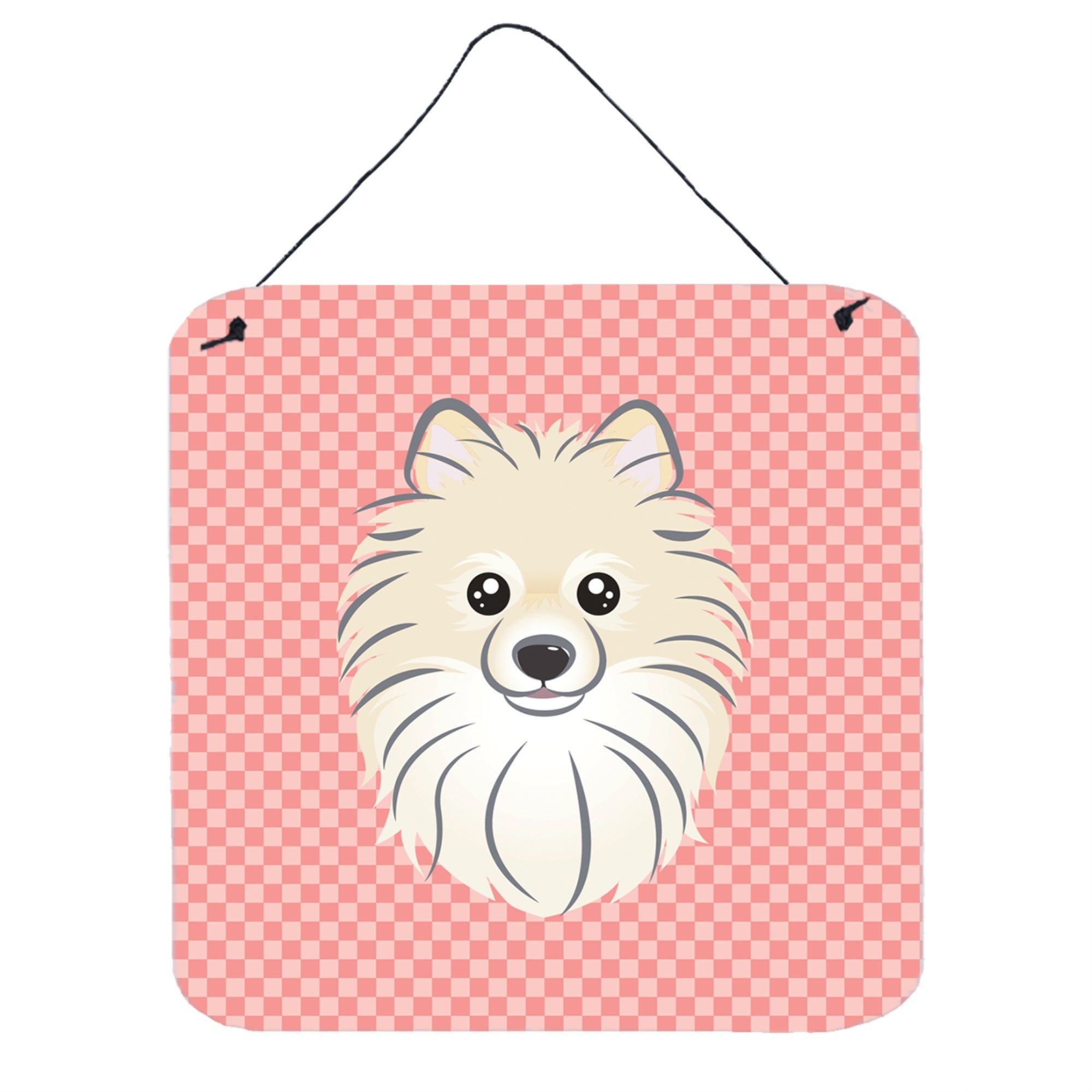 'Caroline'S Treasures Checkerboard Pink Pomeranian Wall Or Door Hanging Prints, 6 X 6''''''