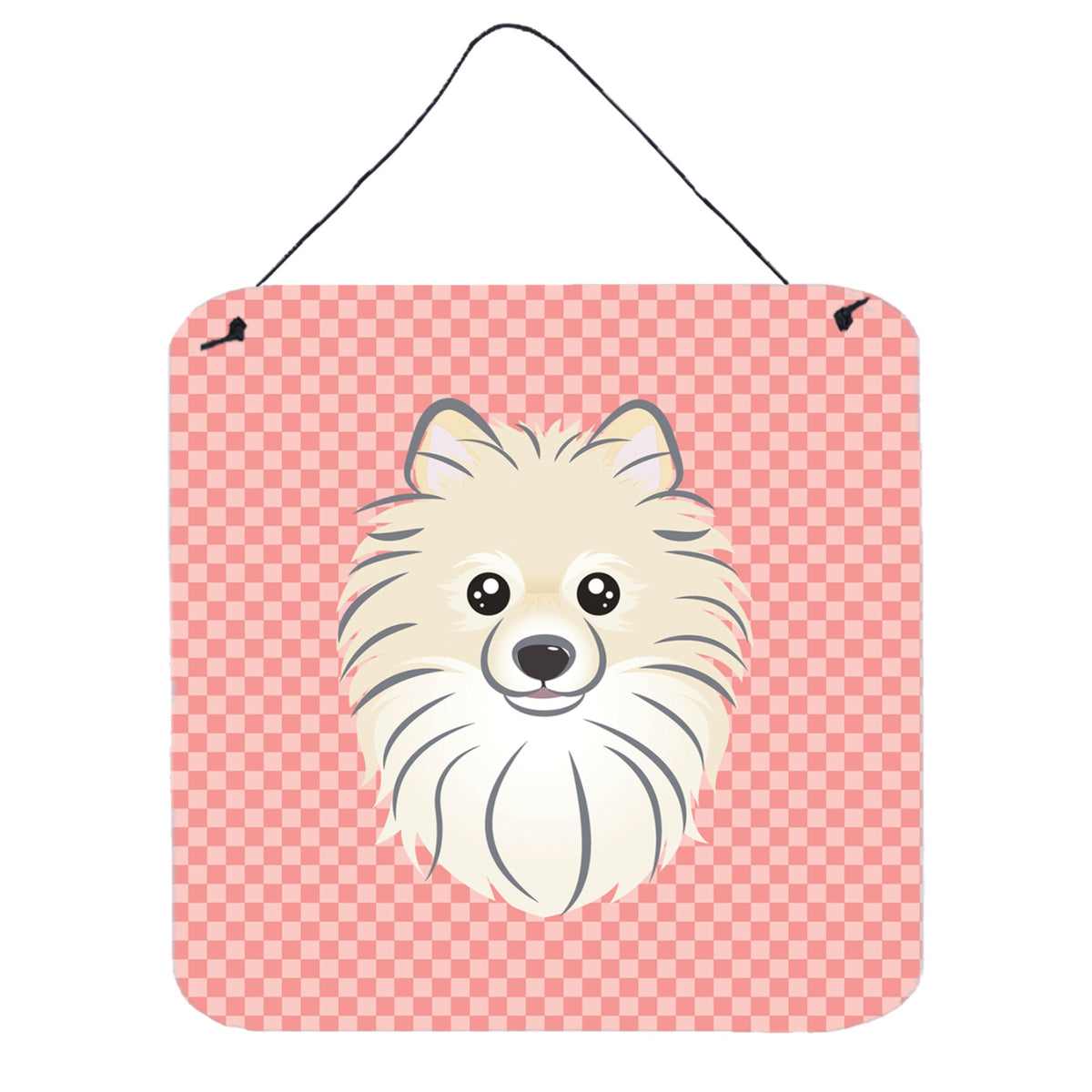 'Caroline'S Treasures Checkerboard Pink Pomeranian Wall Or Door Hanging Prints, 6 X 6''''''