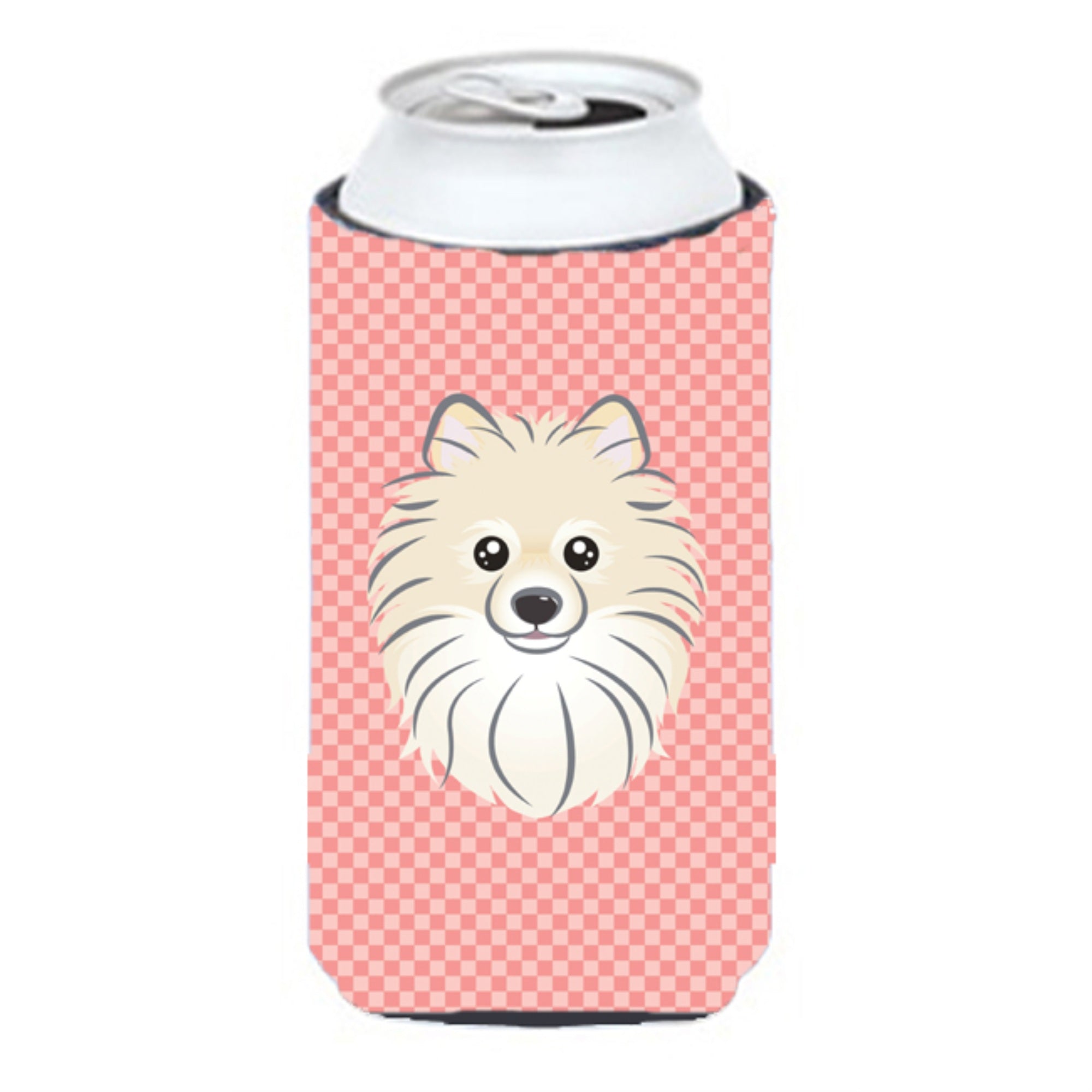 Checkerboard Pink Pomeranian Tall Boy Beverage Insulator Hugger Bb1207Tbc