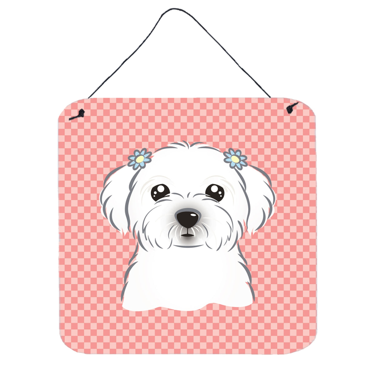 'Caroline'S Treasures Checkerboard Pink Maltese Wall Or Door Hanging Prints, 6 X 6''''''