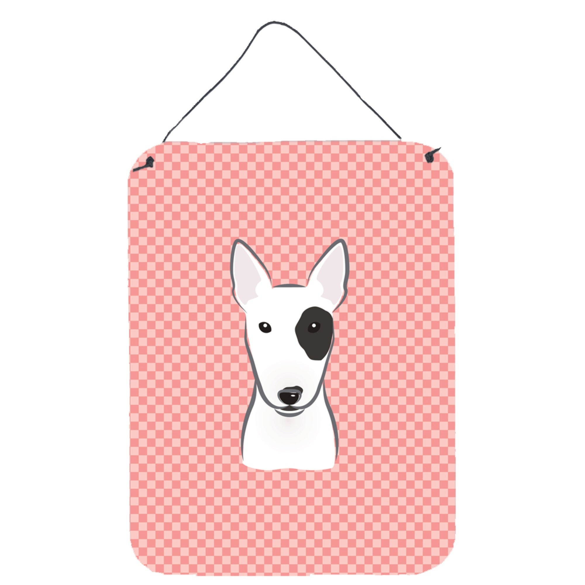 'Caroline'S Treasures Checkerboard Pink Bull Terrier Wall Or Door Hanging Prints, 16'''' X 12''''''