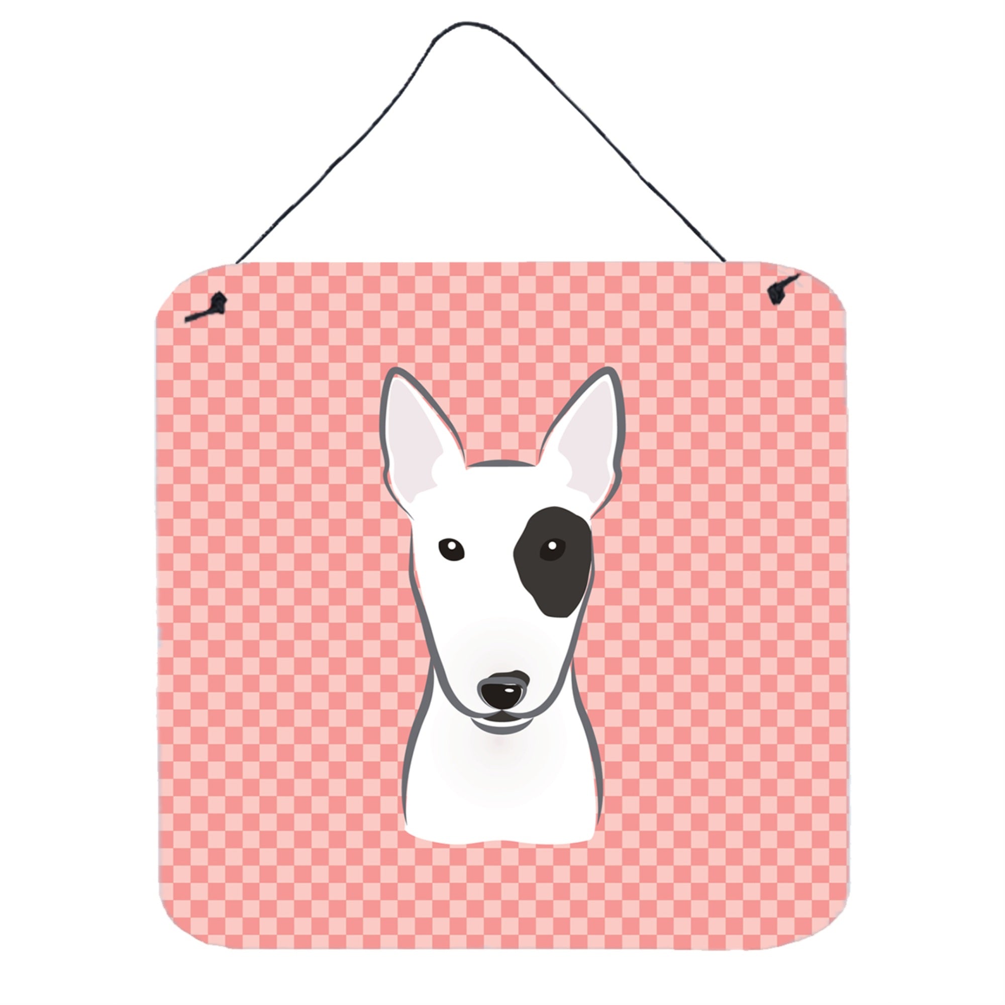 'Caroline'S Treasures Checkerboard Pink Bull Terrier Wall Or Door Hanging Prints, 6 X 6''''''
