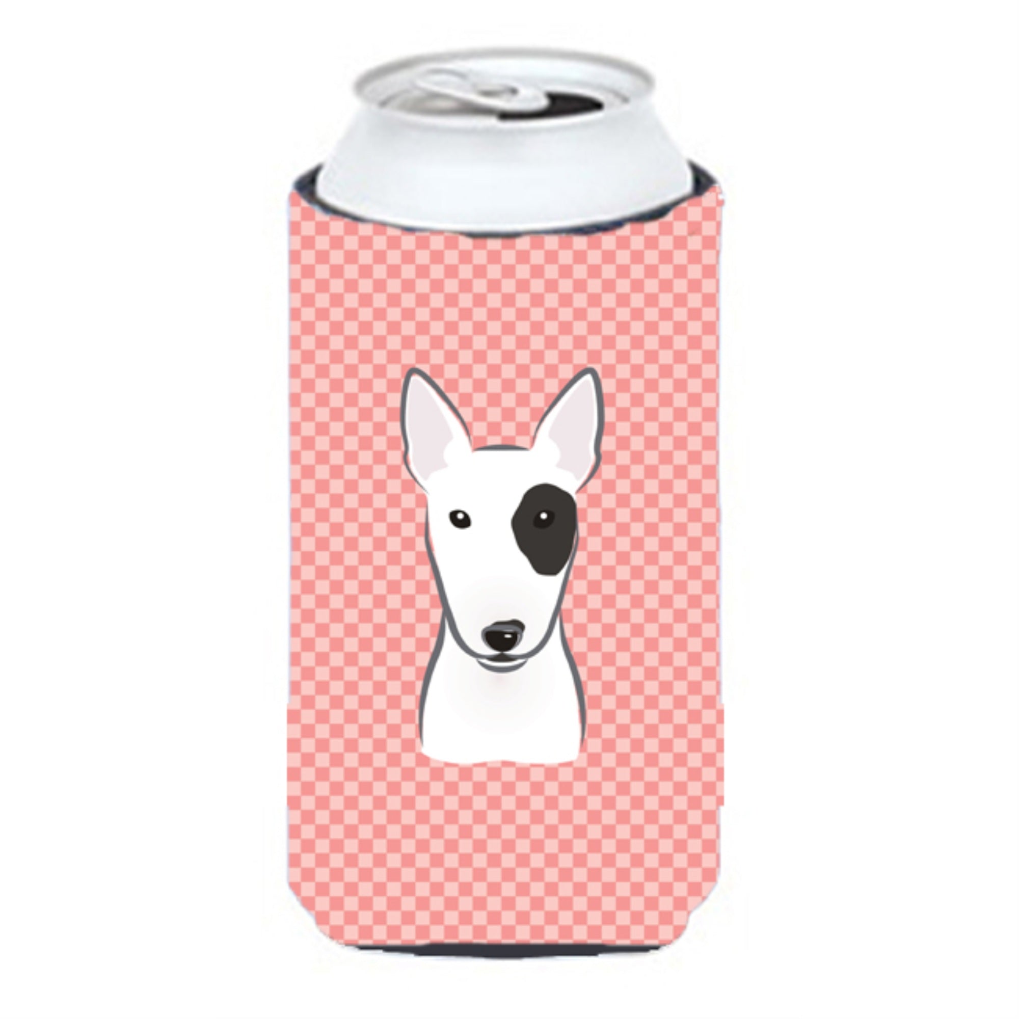 Checkerboard Pink Bull Terrier Tall Boy Beverage Insulator Hugger Bb1209Tbc