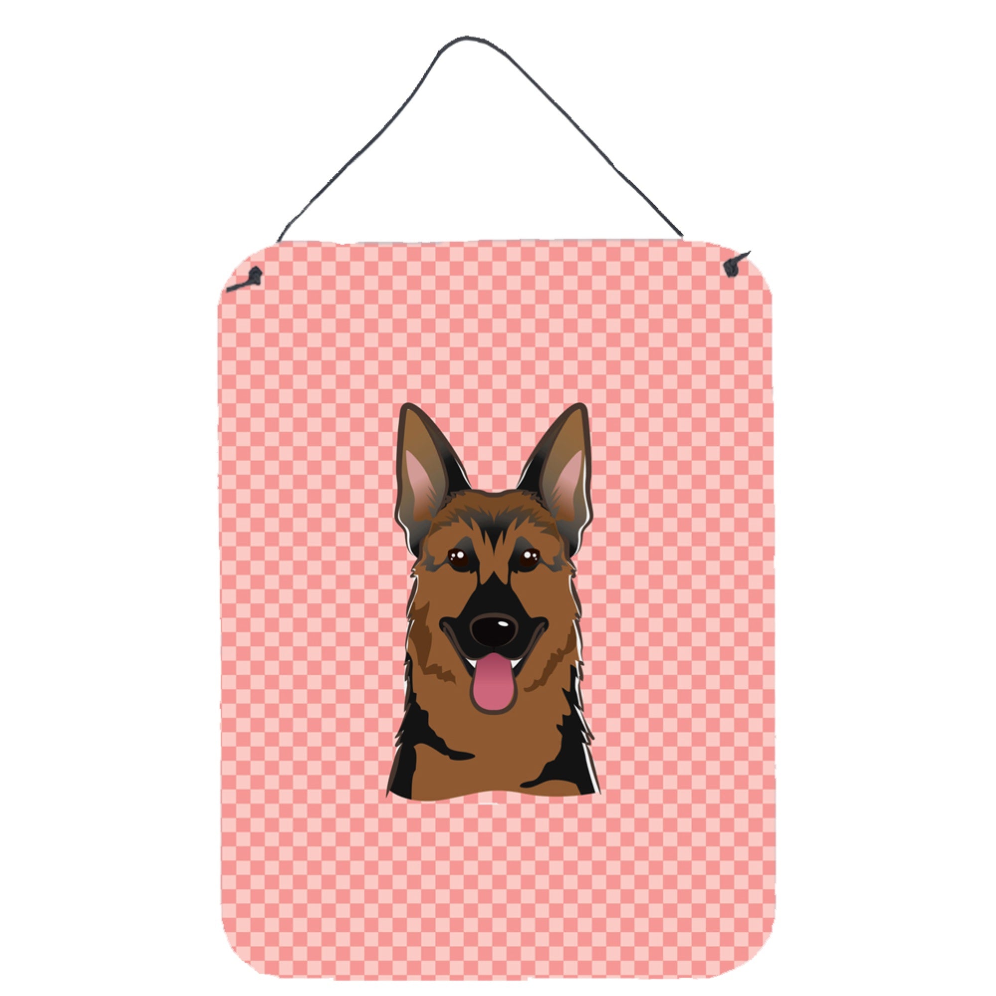 'Caroline'S Treasures Checkerboard Pink German Shepherd Wall Or Door Hanging Prints, 16'''' X 12''''''