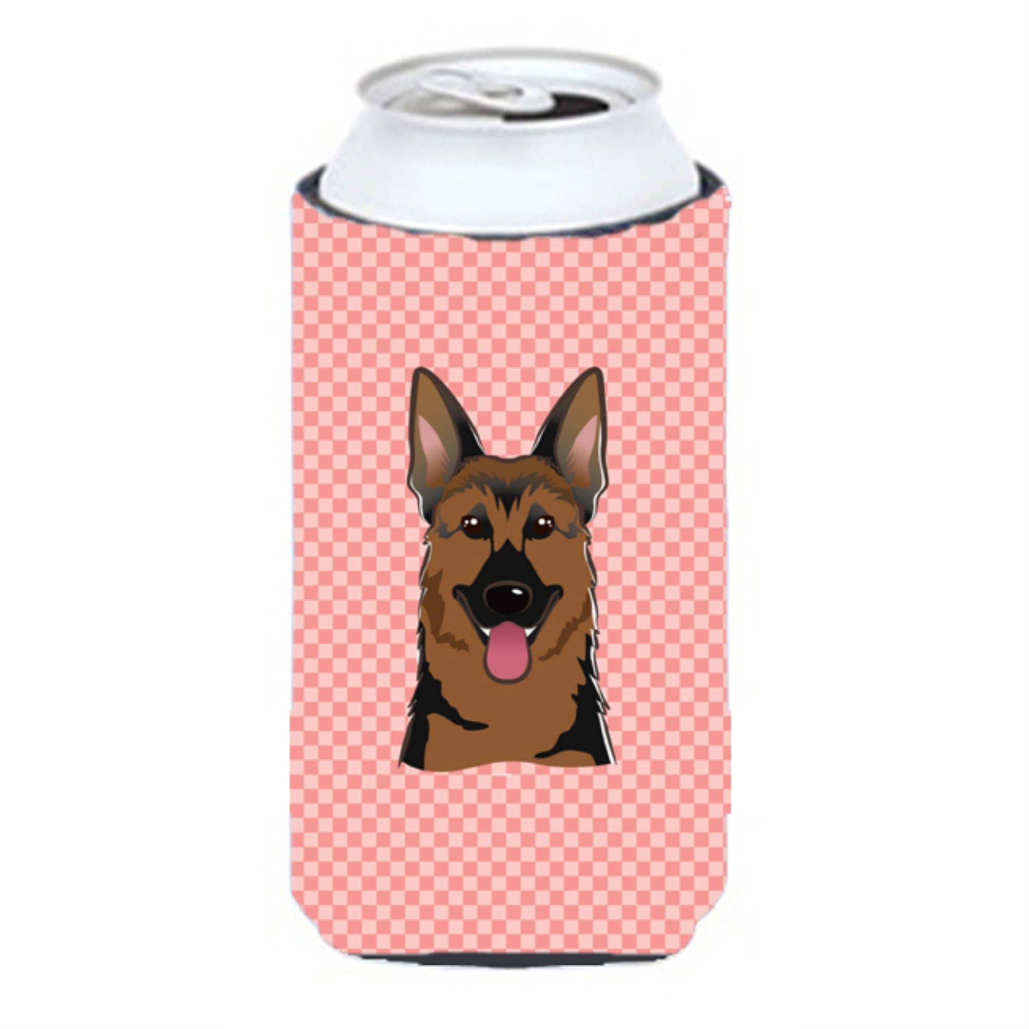Checkerboard Pink German Shepherd Tall Boy Beverage Insulator Hugger Bb1211Tbc