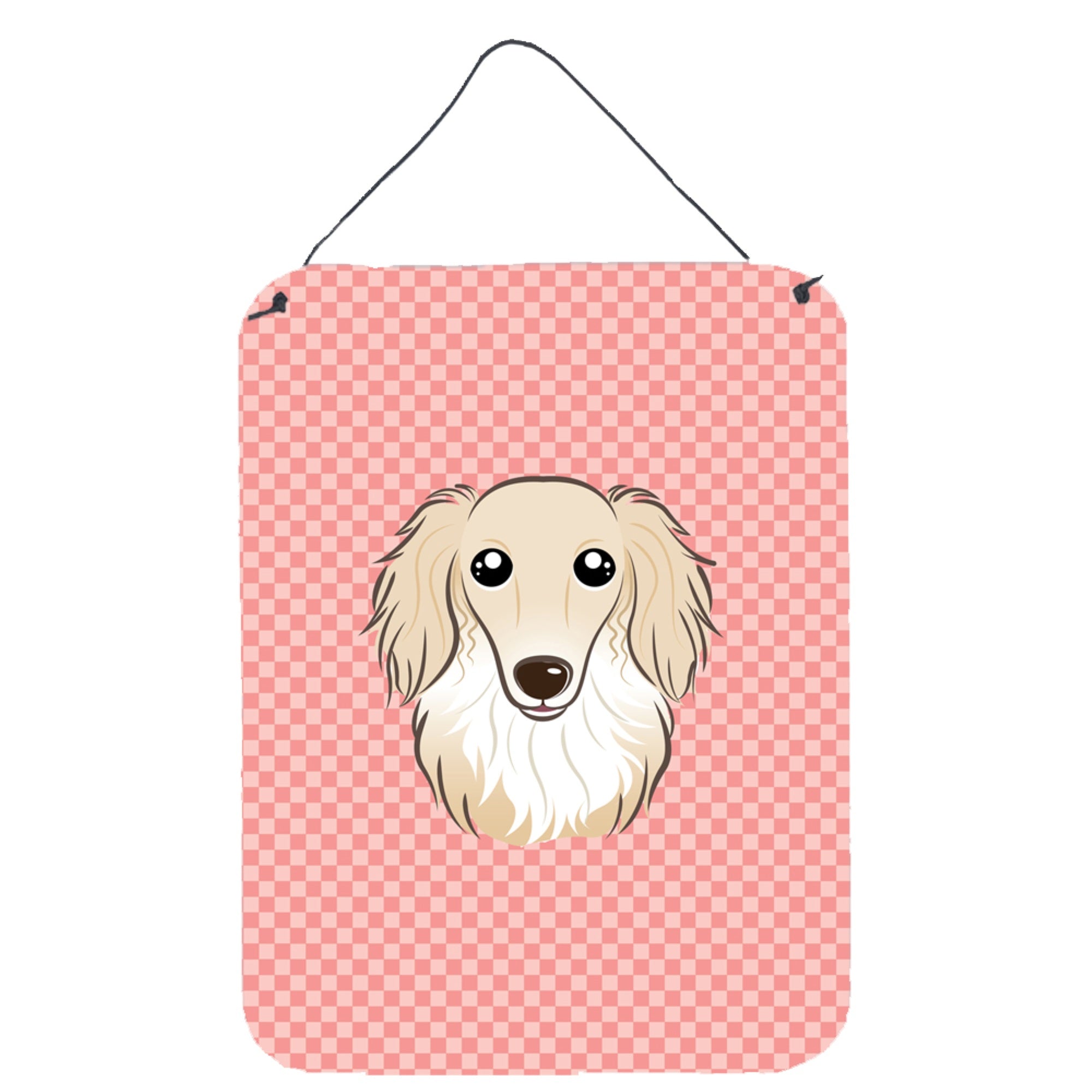 'Caroline'S Treasures Checkerboard Pink Longhair Creme Dachshund Wall Or Door Hanging Prints, 16'''' X 12''''''
