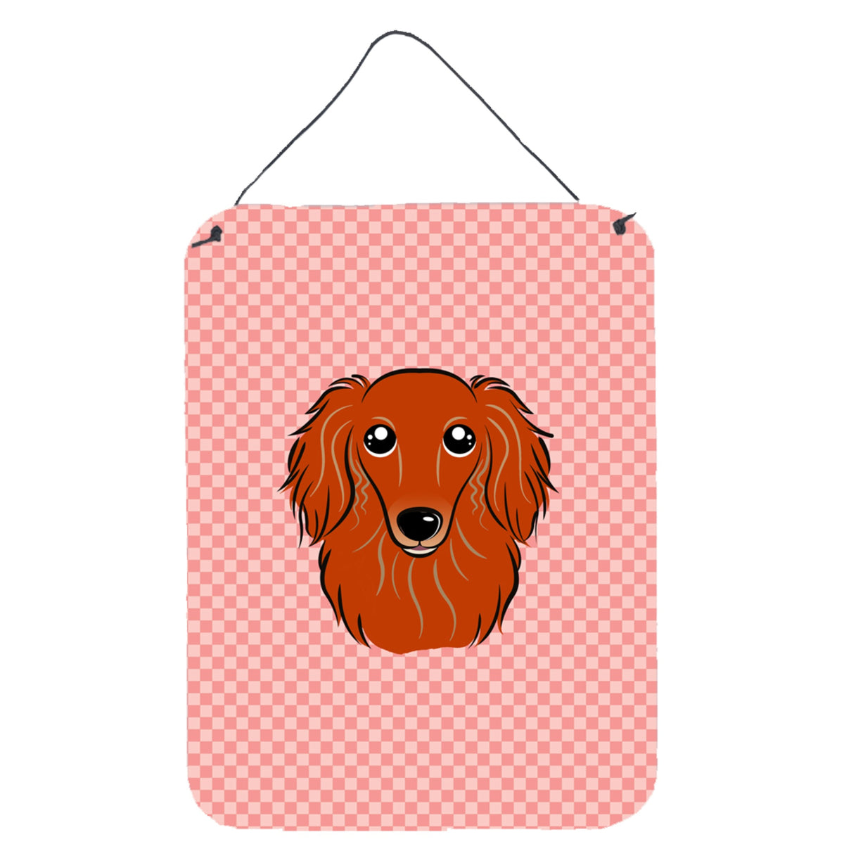 'Caroline'S Treasures Checkerboard Pink Longhair Red Dachshund Wall Or Door Hanging Prints, 16'''' X 12''''''