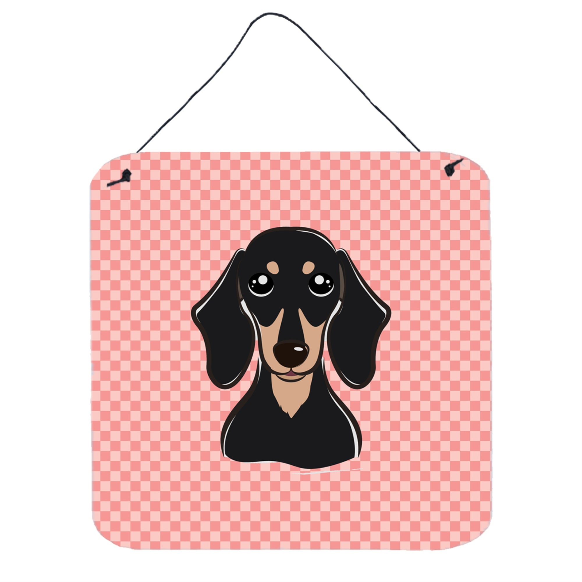 'Caroline'S Treasures Checkerboard Pink Smooth Black And Tan Dachshund Wall Or Door Hanging Prints, 6 X 6''''''
