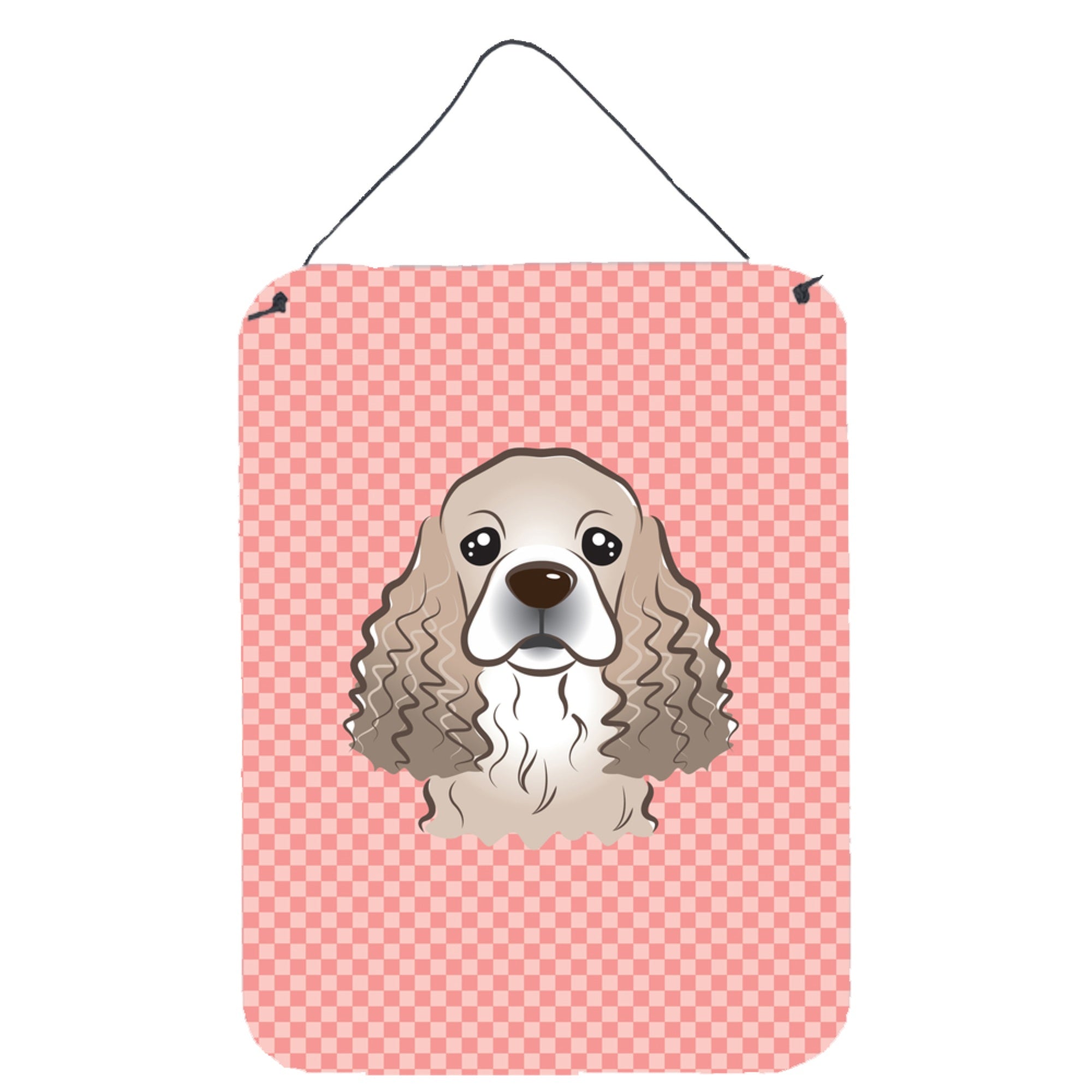 'Caroline'S Treasures Checkerboard Pink Cocker Spaniel Wall Or Door Hanging Prints, 16'''' X 12''''''