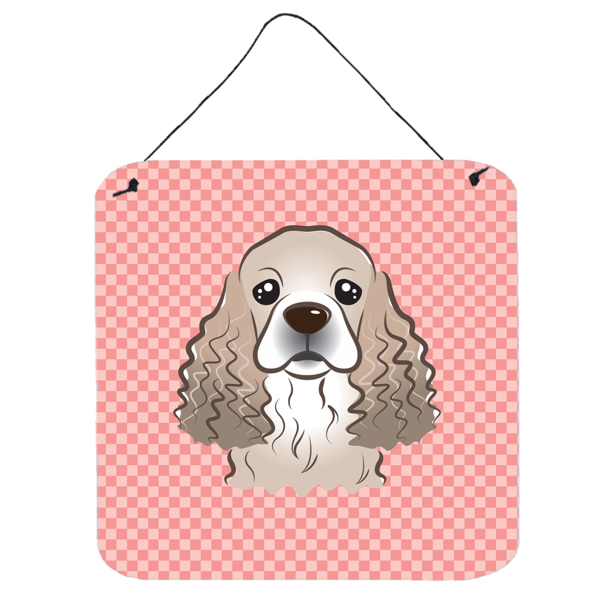 'Caroline'S Treasures Checkerboard Pink Cocker Spaniel Wall Or Door Hanging Prints, 6 X 6''''''