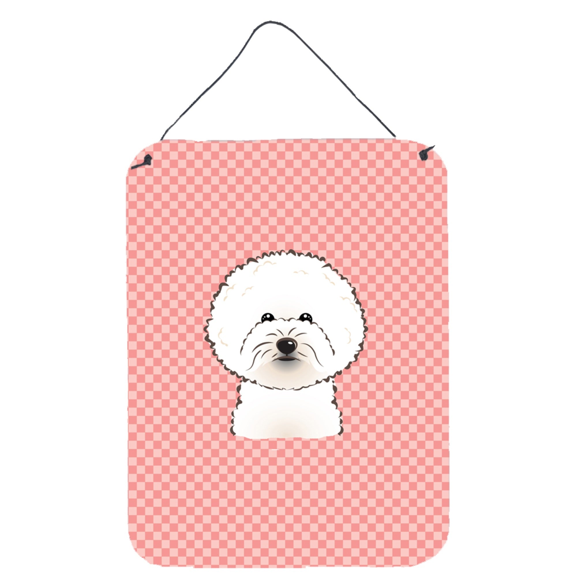 'Caroline'S Treasures Checkerboard Pink Bichon Frise Wall Or Door Hanging Prints, 16'''' X 12''''''
