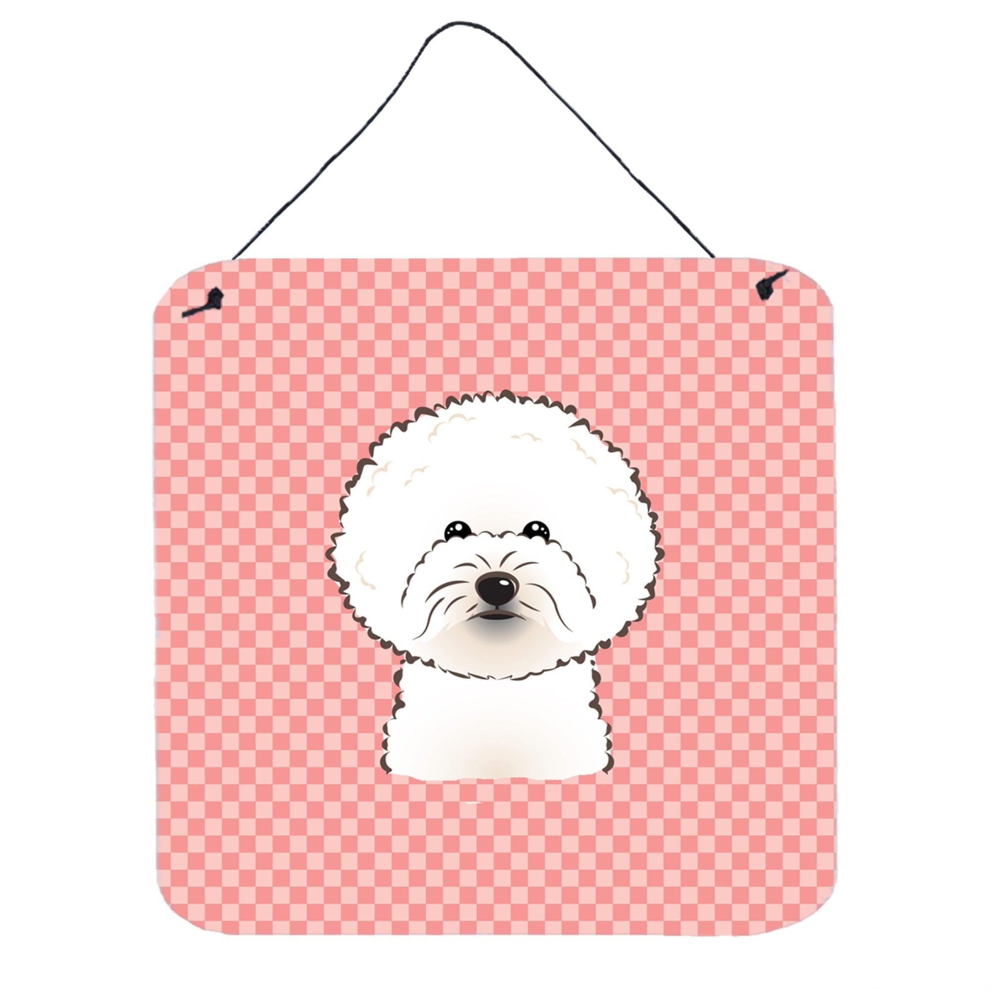 'Caroline'S Treasures Checkerboard Pink Bichon Frise Wall Or Door Hanging Prints, 6 X 6''''''