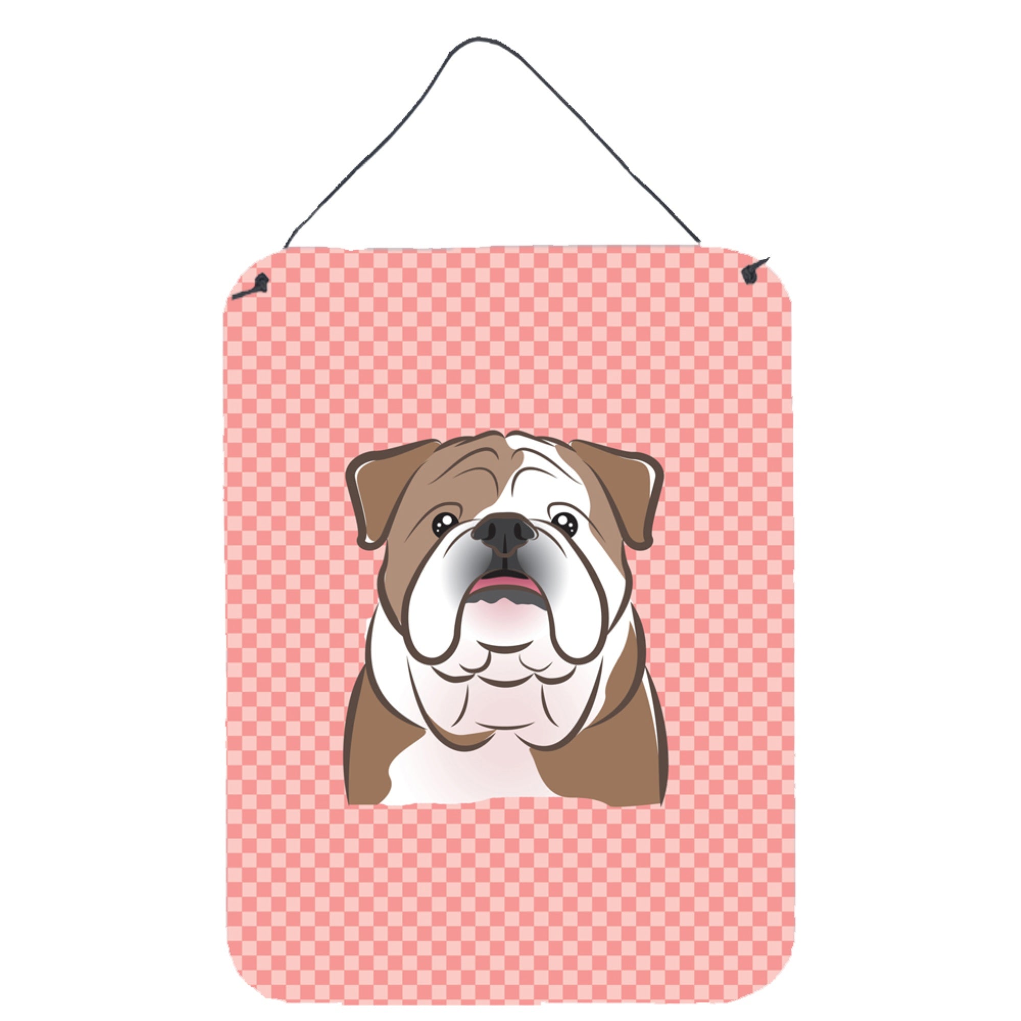 'Caroline'S Treasures Checkerboard Pink English Bulldog Wall Or Door Hanging Prints, 16'''' X 12''''''