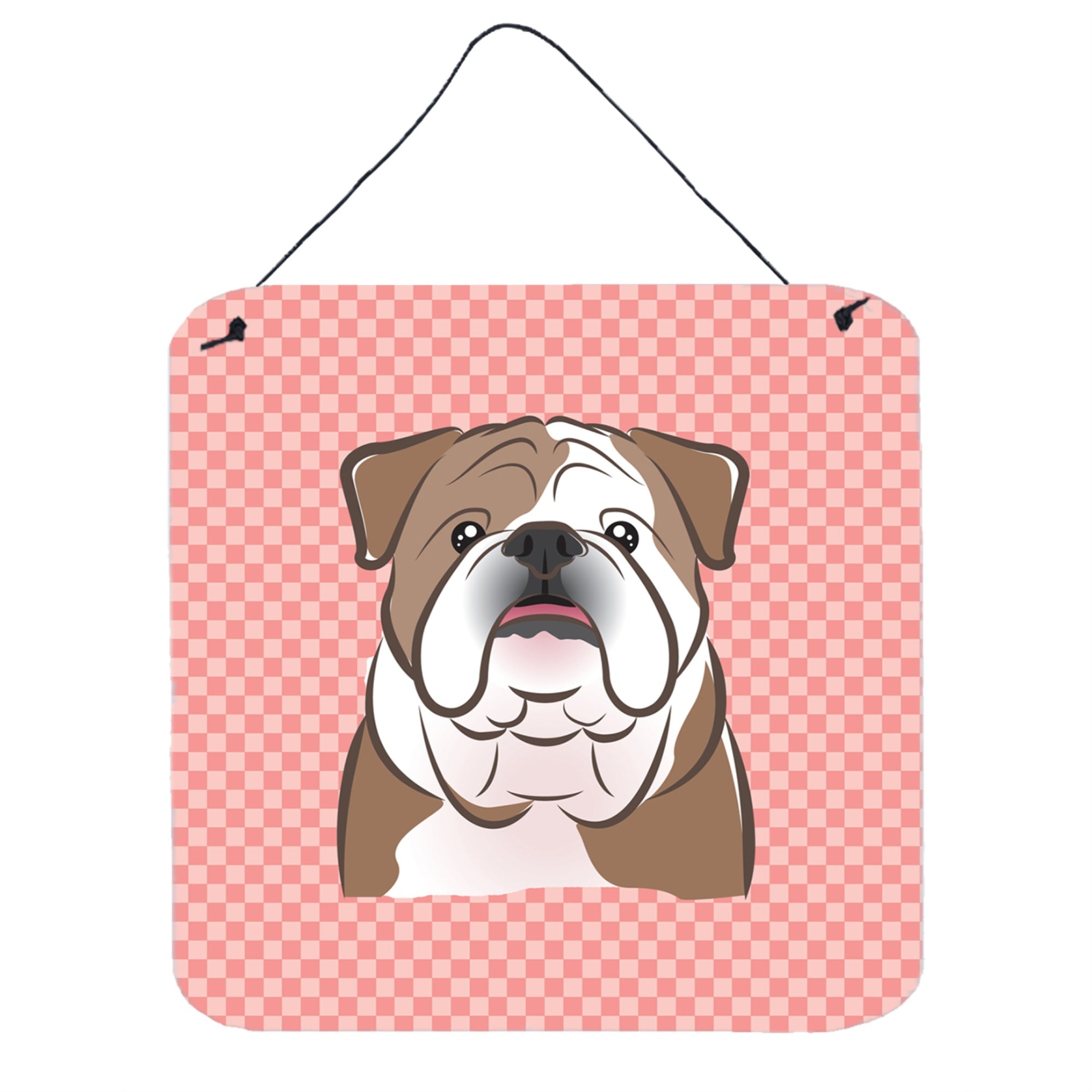 'Caroline'S Treasures Checkerboard Pink English Bulldog Wall Or Door Hanging Prints, 6 X 6''''''