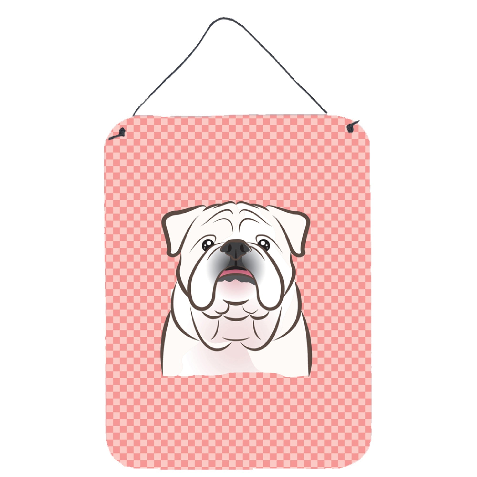 'Caroline'S Treasures Checkerboard Pink White English Bulldog Wall Or Door Hanging Prints, 16'''' X 12''''''