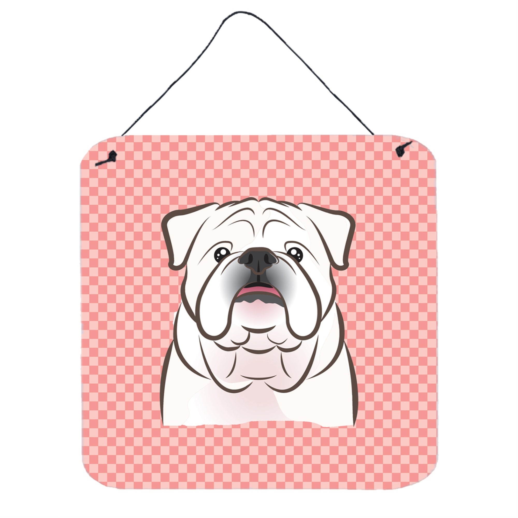 'Caroline'S Treasures Checkerboard Pink White English Bulldog Wall Or Door Hanging Prints, 6 X 6''''''