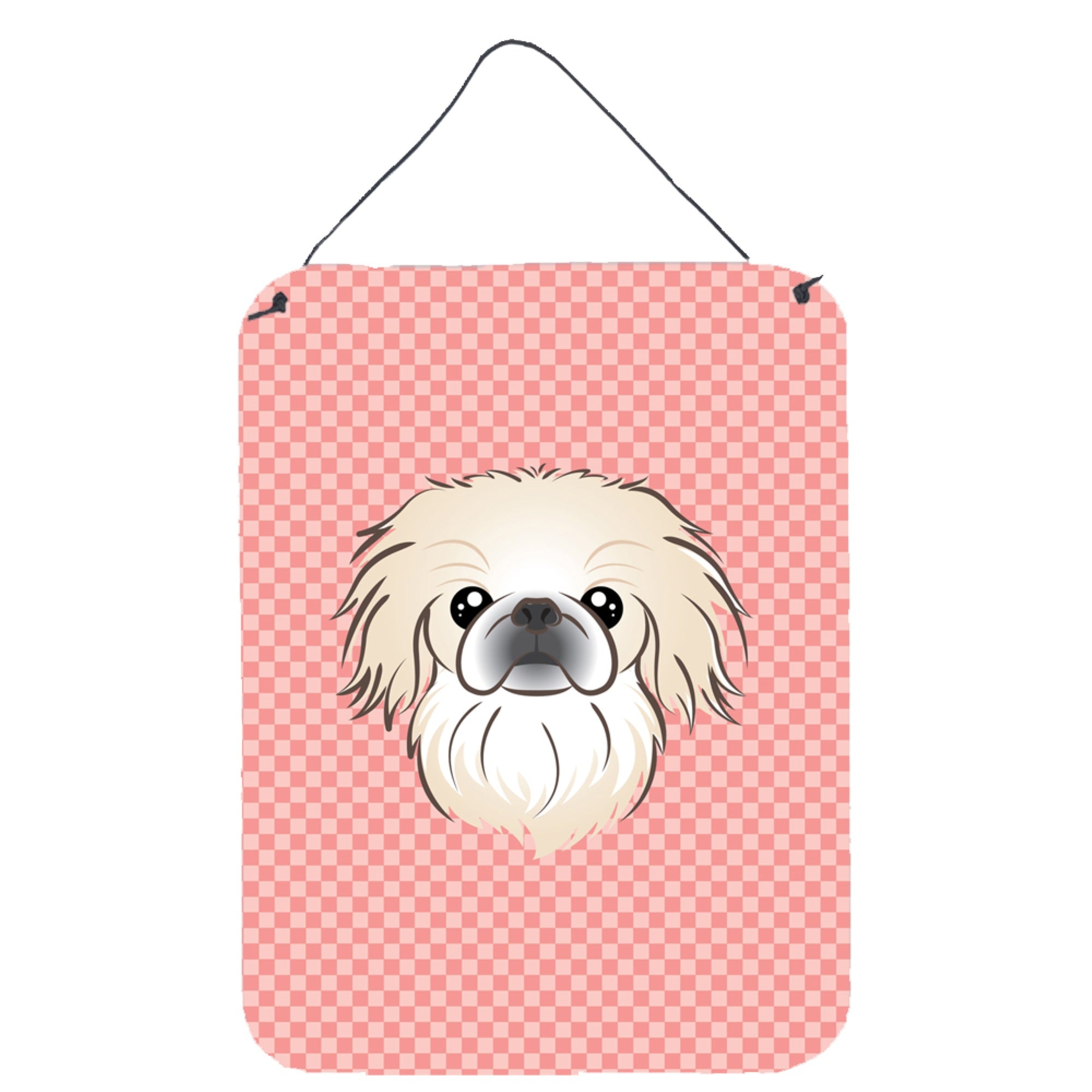 'Caroline'S Treasures Checkerboard Pink Pekingese Wall Or Door Hanging Prints, 16'''' X 12''''''