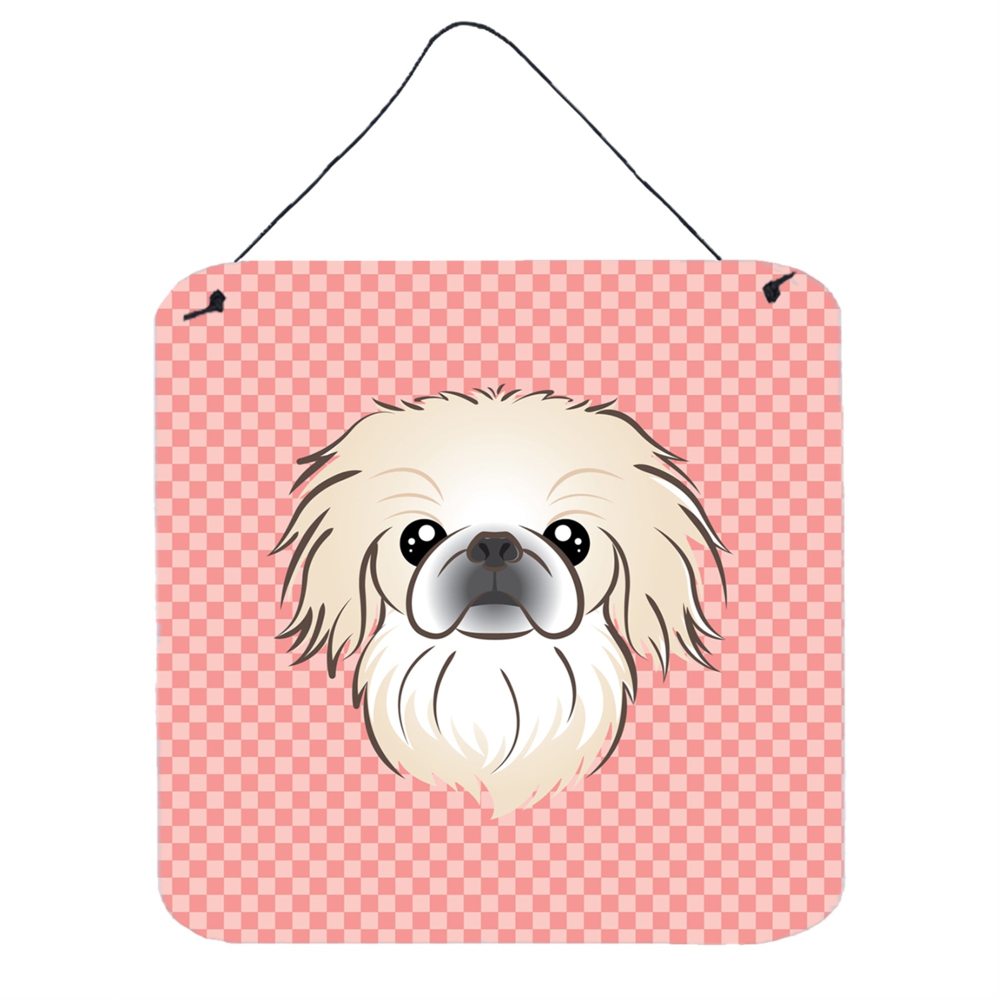 'Caroline'S Treasures Checkerboard Pink Pekingese Wall Or Door Hanging Prints, 6 X 6''''''