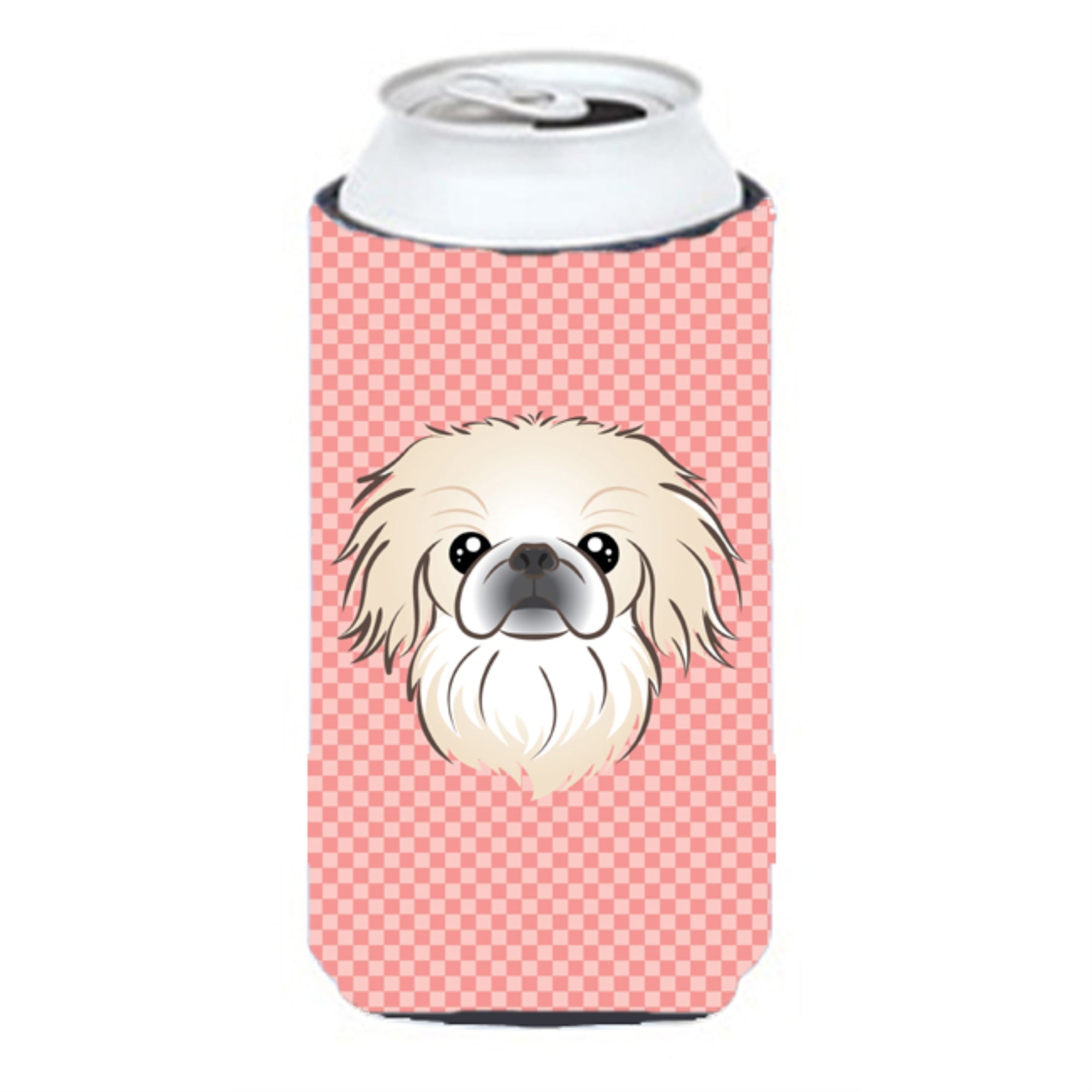 Checkerboard Pink Pekingese Tall Boy Beverage Insulator Hugger Bb1221Tbc