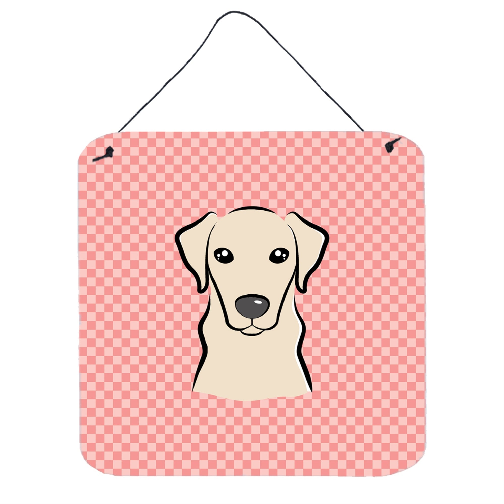 'Caroline'S Treasures Checkerboard Pink Yellow Labrador Wall Or Door Hanging Prints, 6 X 6''''''