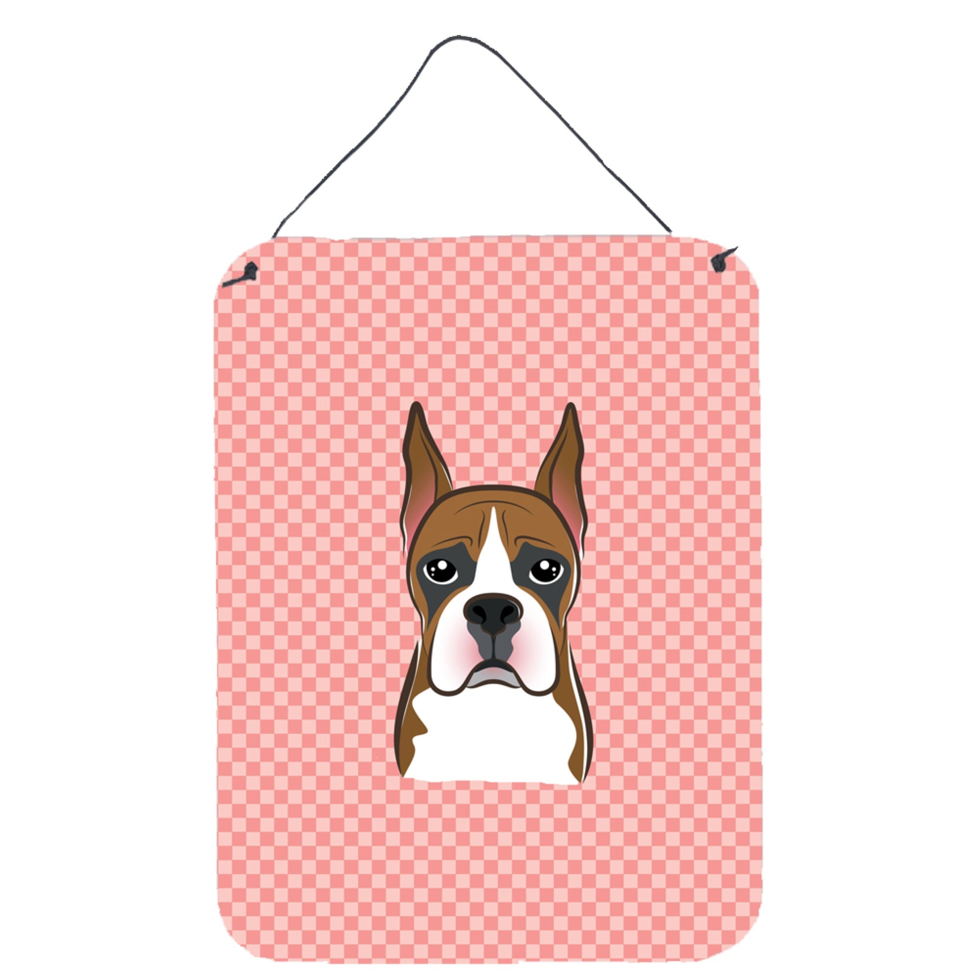 'Caroline'S Treasures Checkerboard Pink Boxer Wall Or Door Hanging Prints, 16'''' X 12''''''