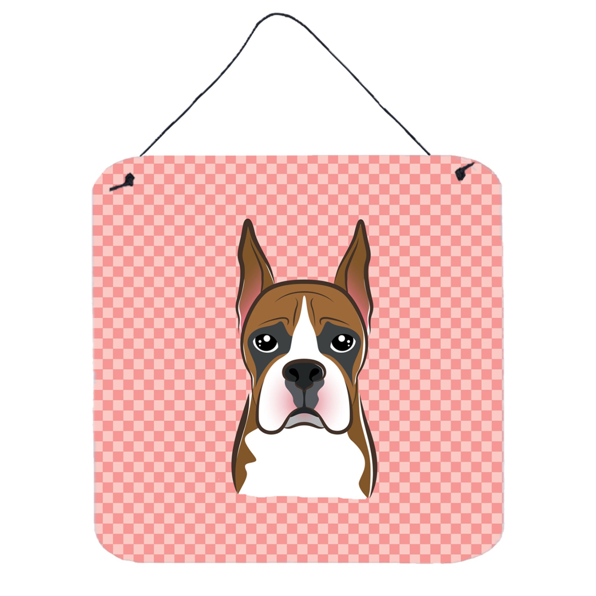 'Caroline'S Treasures Checkerboard Pink Boxer Aluminum Metal Wall Or Door Hanging Prints, 6 X 6''''''