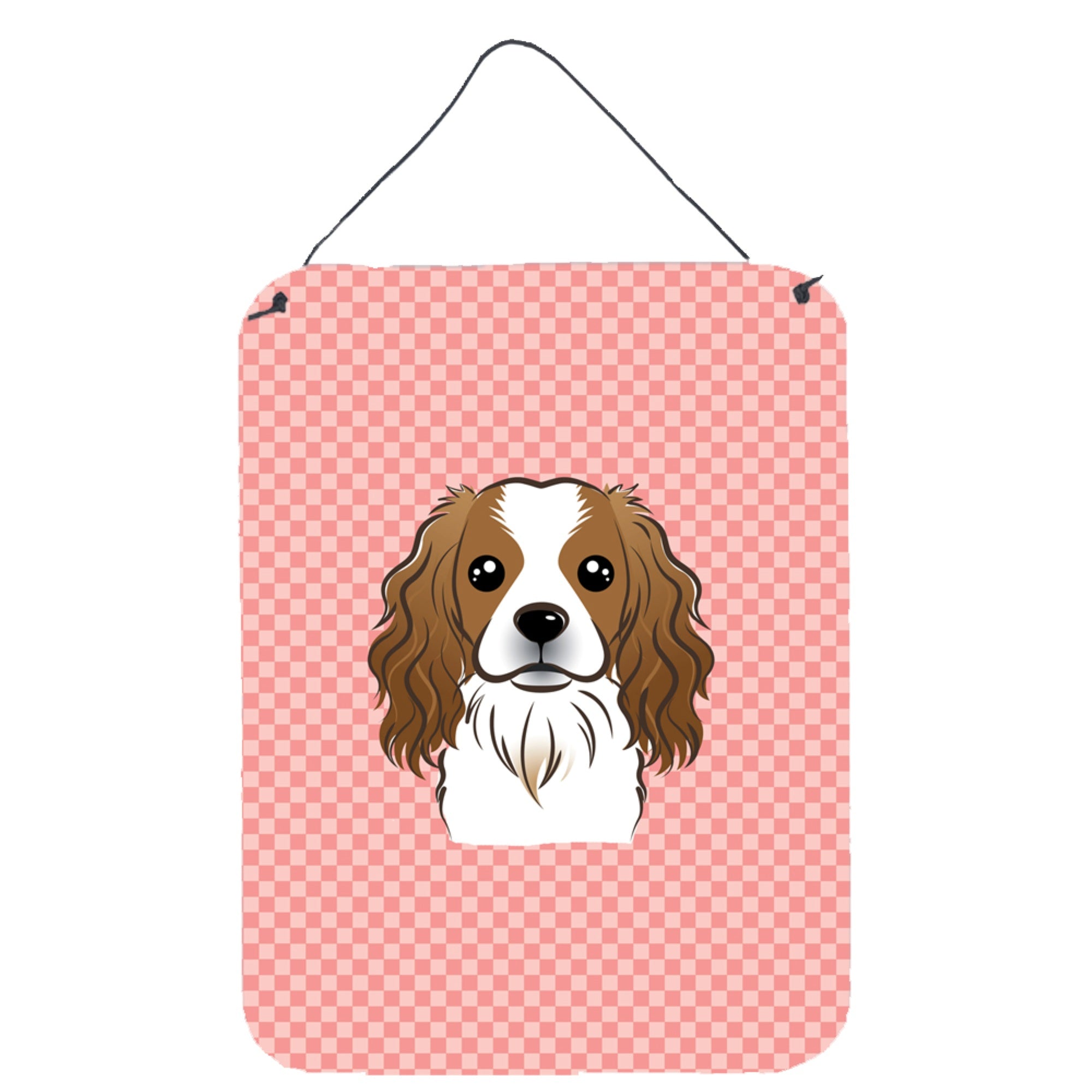 'Caroline'S Treasures Checkerboard Pink Cavalier Spaniel Wall Or Door Hanging Prints, 16'''' X 12''''''