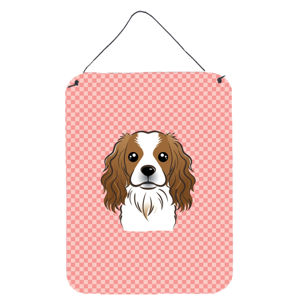 'Caroline'S Treasures Checkerboard Pink Cavalier Spaniel Wall Or Door Hanging Prints, 16'''' X 12''''''