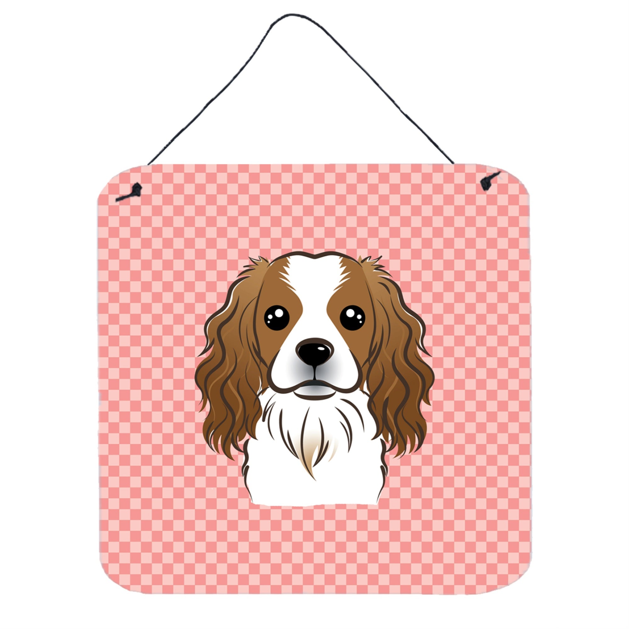 'Caroline'S Treasures Checkerboard Pink Cavalier Spaniel Wall Or Door Hanging Prints, 6 X 6''''''