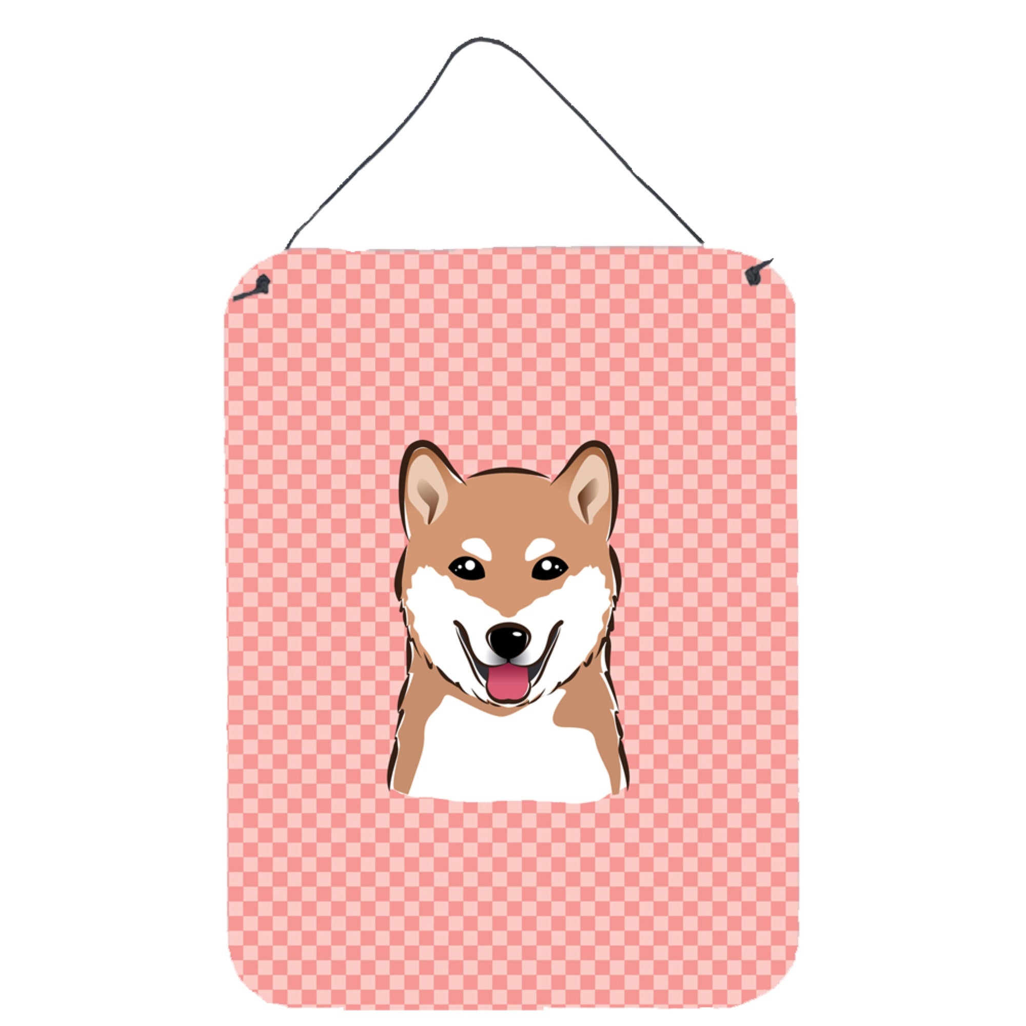 'Caroline'S Treasures Checkerboard Pink Shiba Inu Wall Or Door Hanging Prints, 16'''' X 12''''''