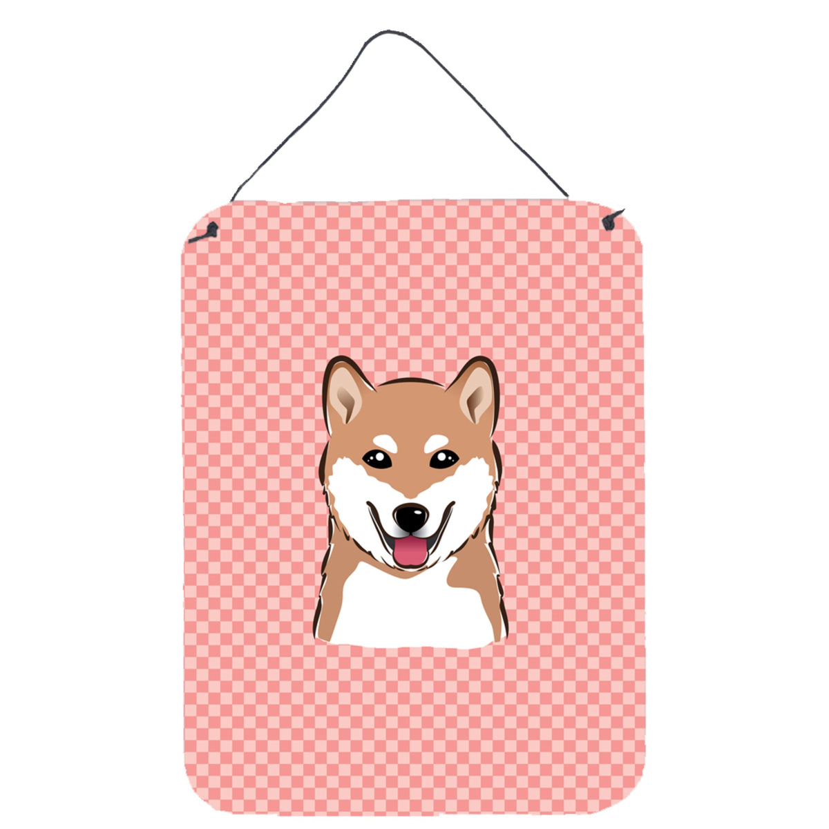 'Caroline'S Treasures Checkerboard Pink Shiba Inu Wall Or Door Hanging Prints, 16'''' X 12''''''