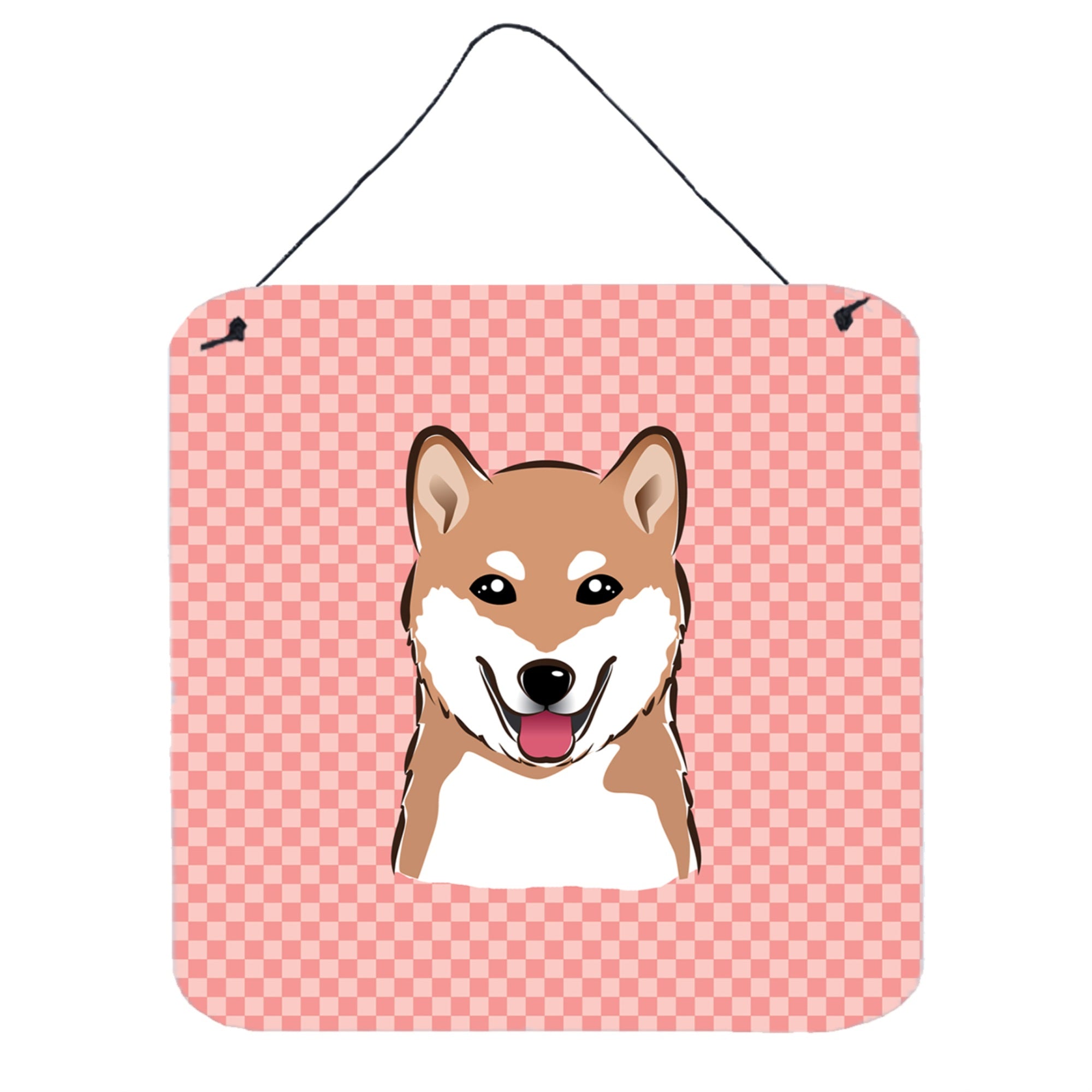 'Caroline'S Treasures Checkerboard Pink Shiba Inu Wall Or Door Hanging Prints, 6 X 6''''''